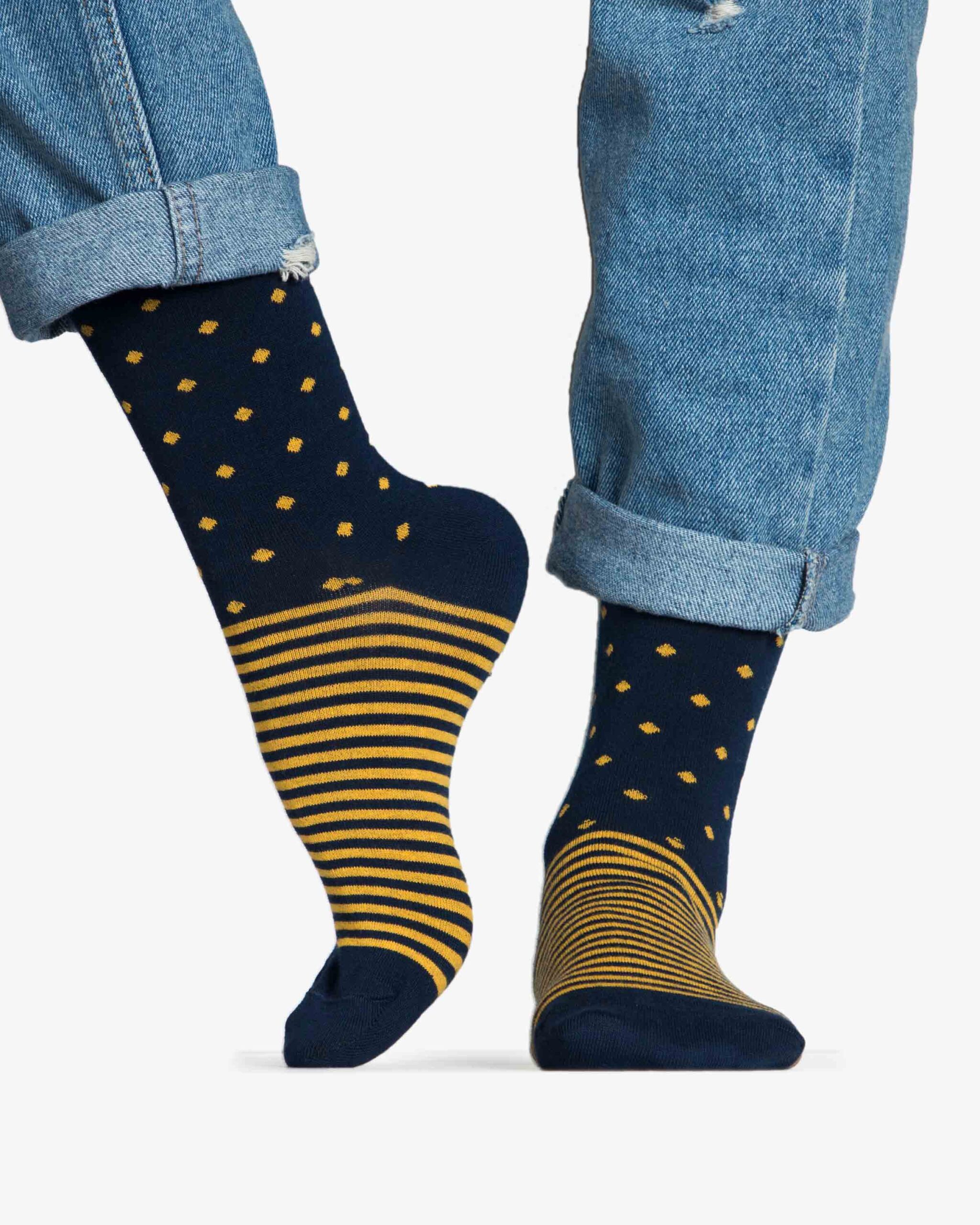 جوراب راه راه کشی طرح نقطه - عسلی - رو به رو