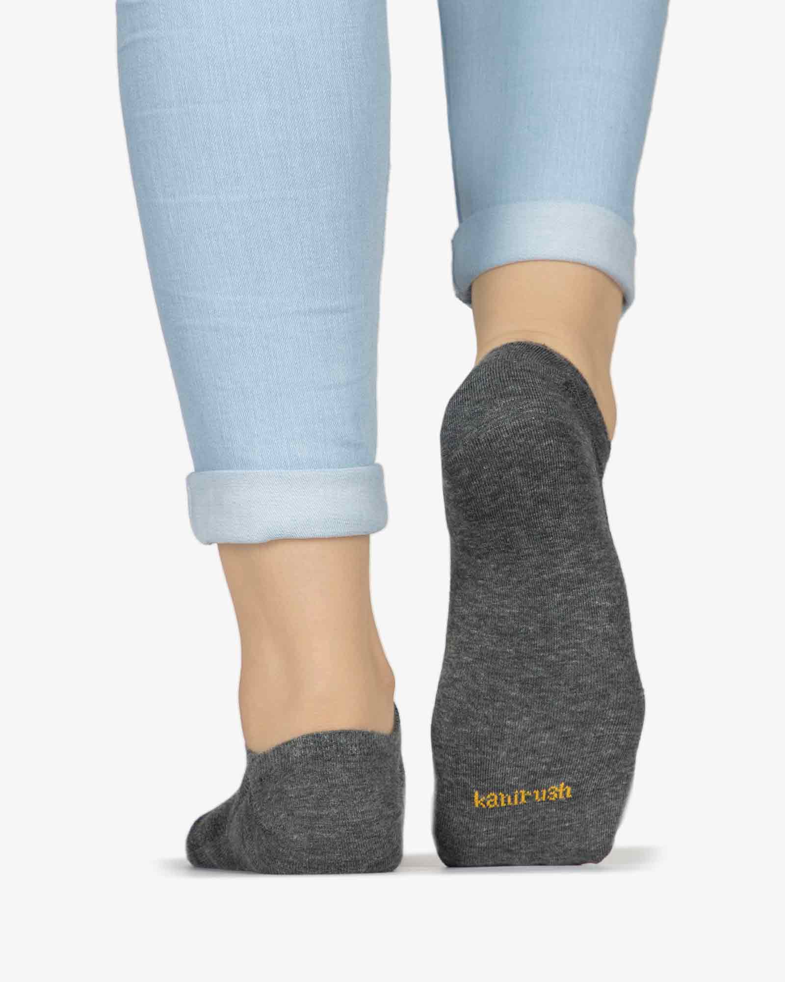 جوراب کالج اسپرت زنانه - خاکستری تیره - پشت