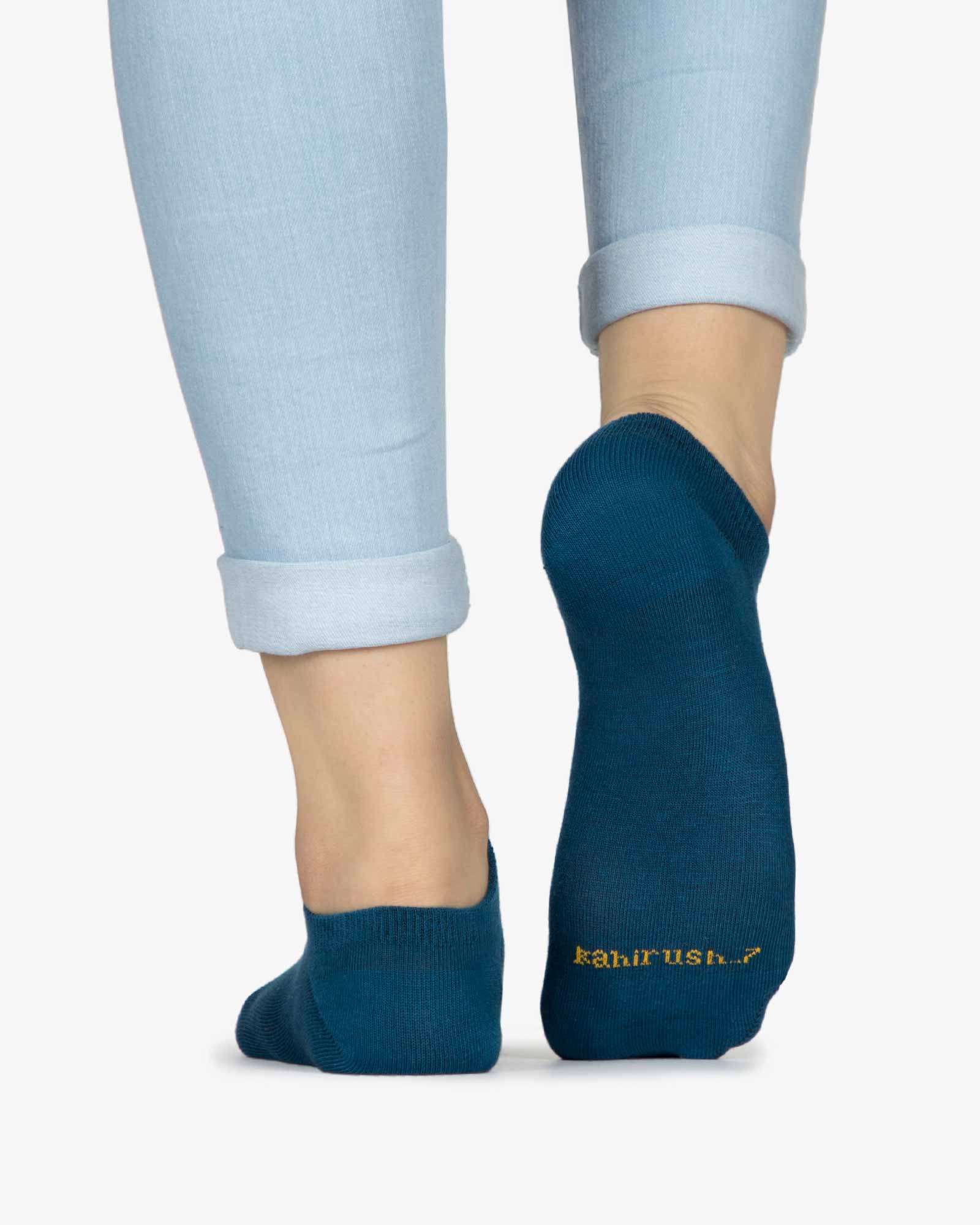 جوراب کالج دخترانه ساده - آبی نفتی - پشت