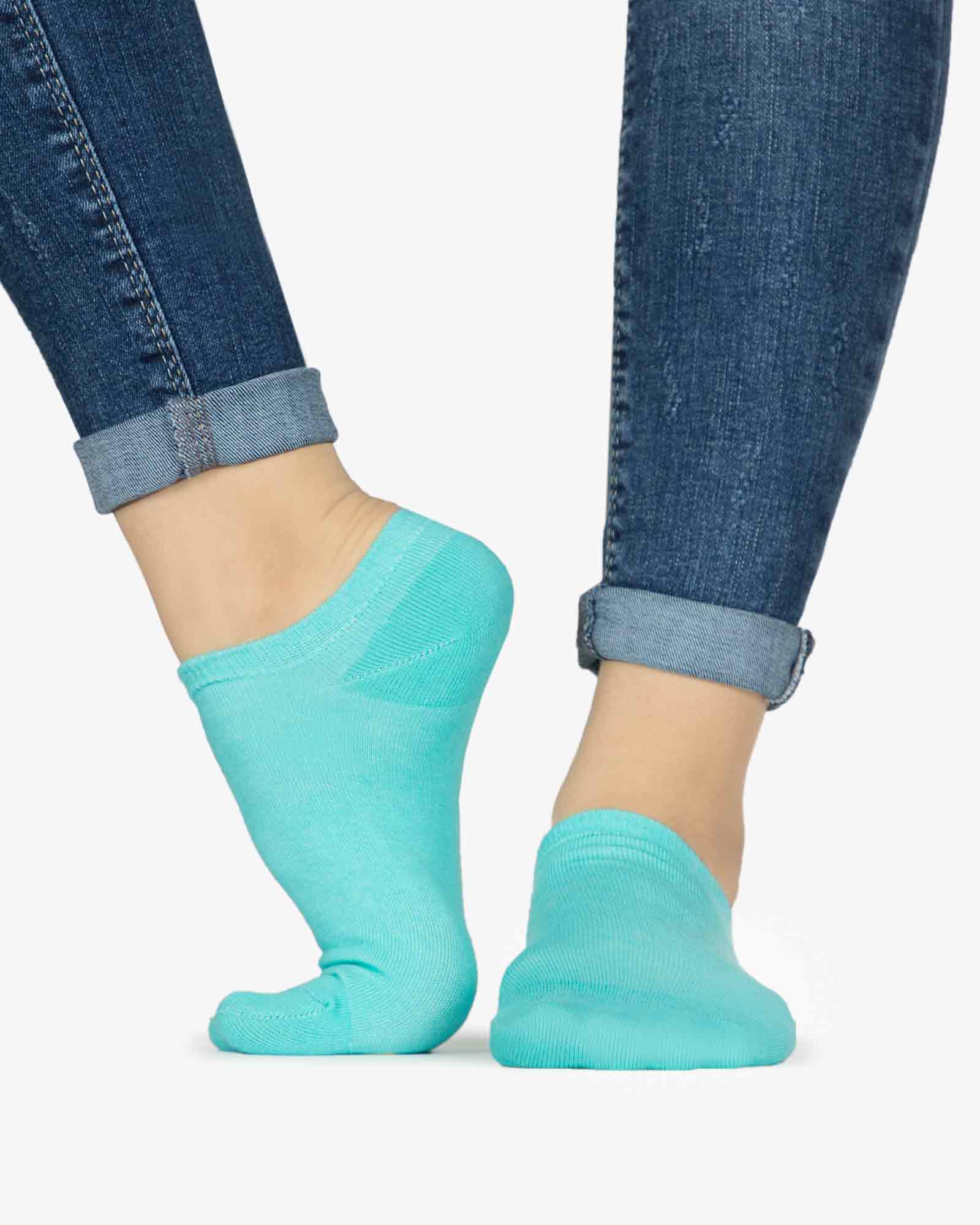 جوراب کالج دخترانه ساده - سبز آبی روشن - بغل