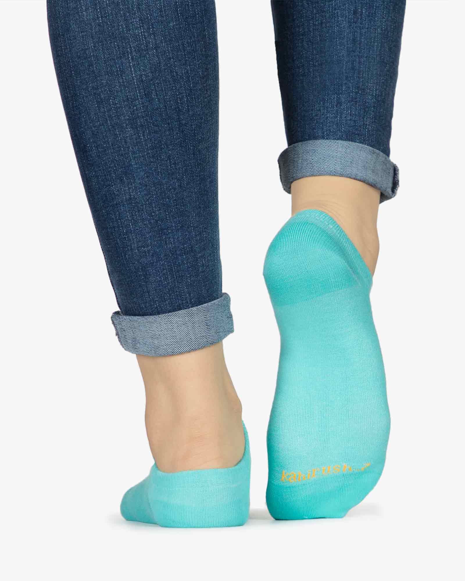 جوراب کالج دخترانه ساده - سبز آبی روشن - پشت