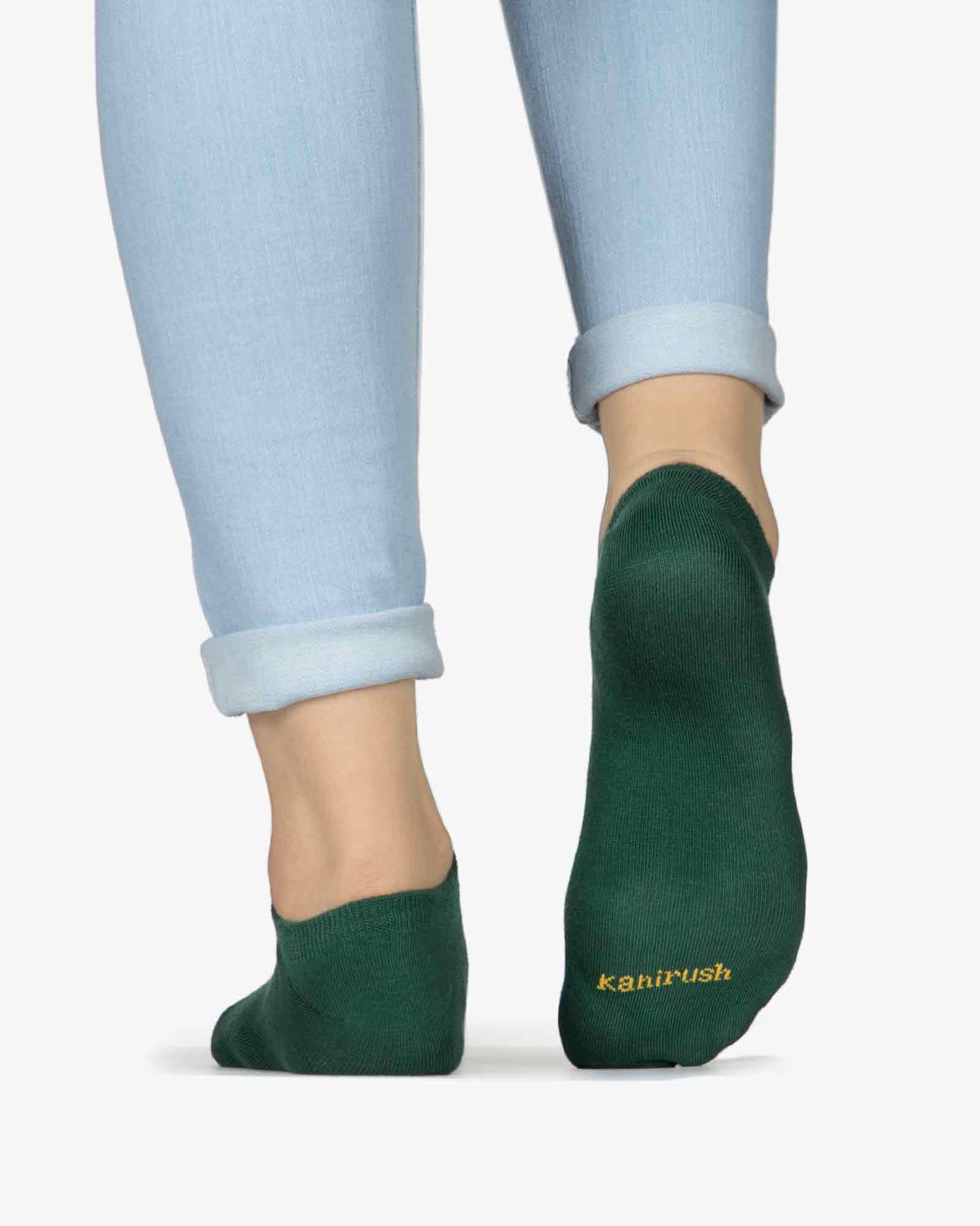 جوراب کالج دخترانه ساده - یشمی پررنگ - پشت