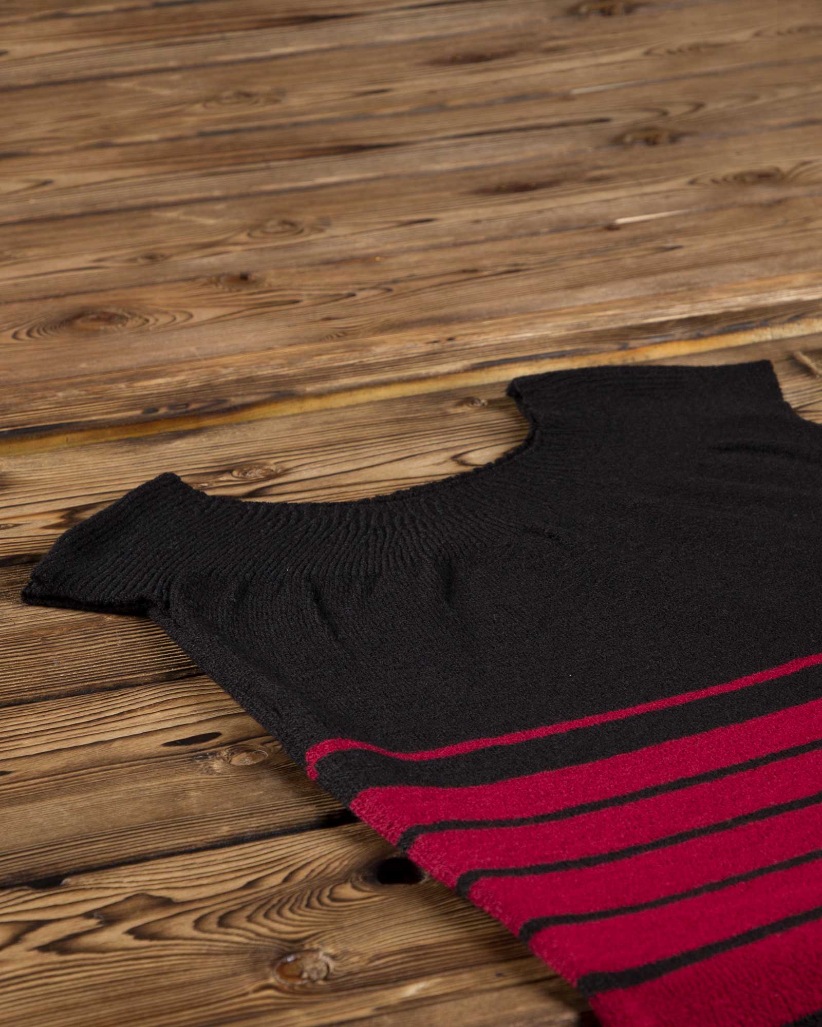 سارافون دخترانه بافت راه راه آستین حلقه ای - شرابی - بافت