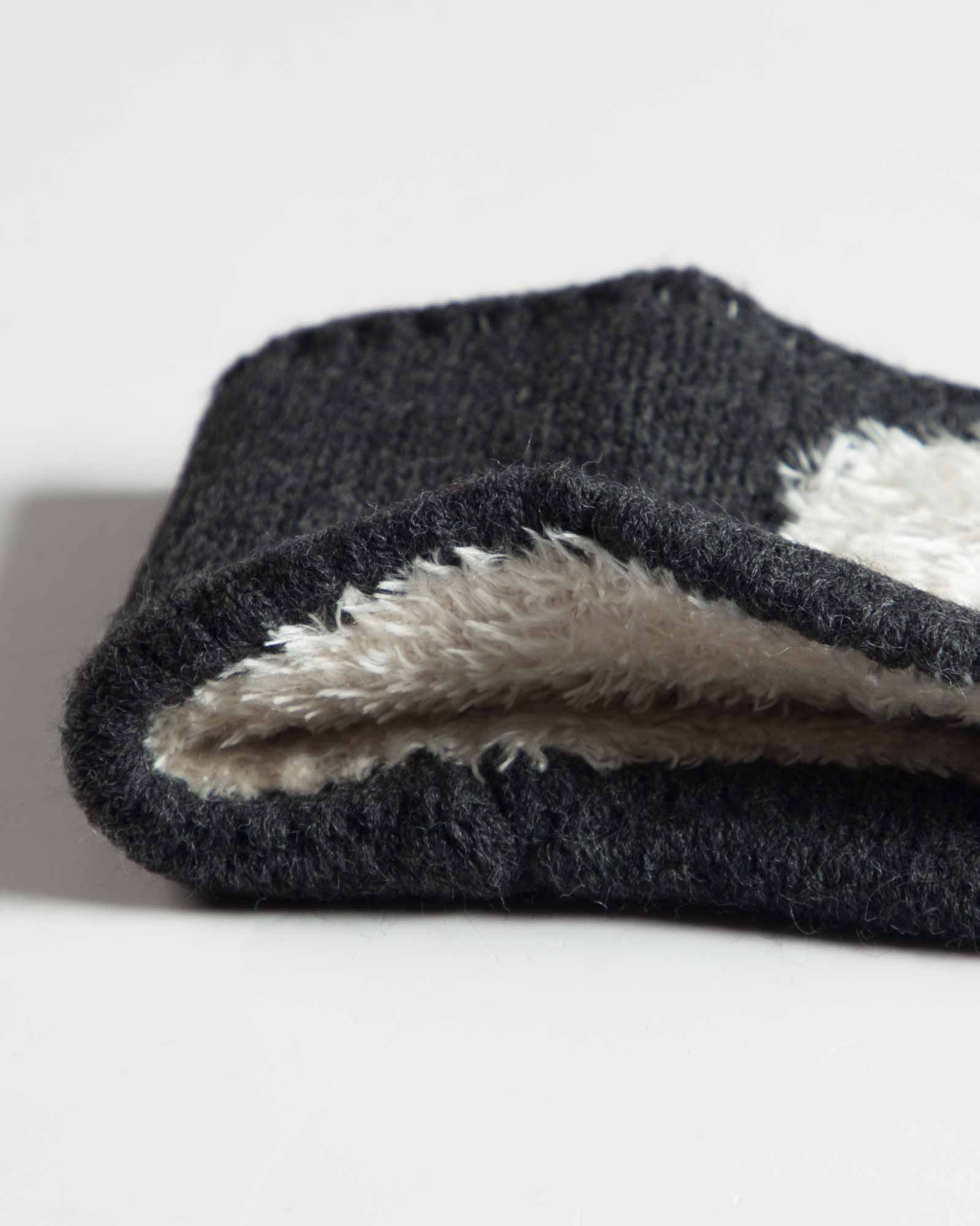 هدبند بافت دخترانه طرح قلب - خاکستری تیره - خز