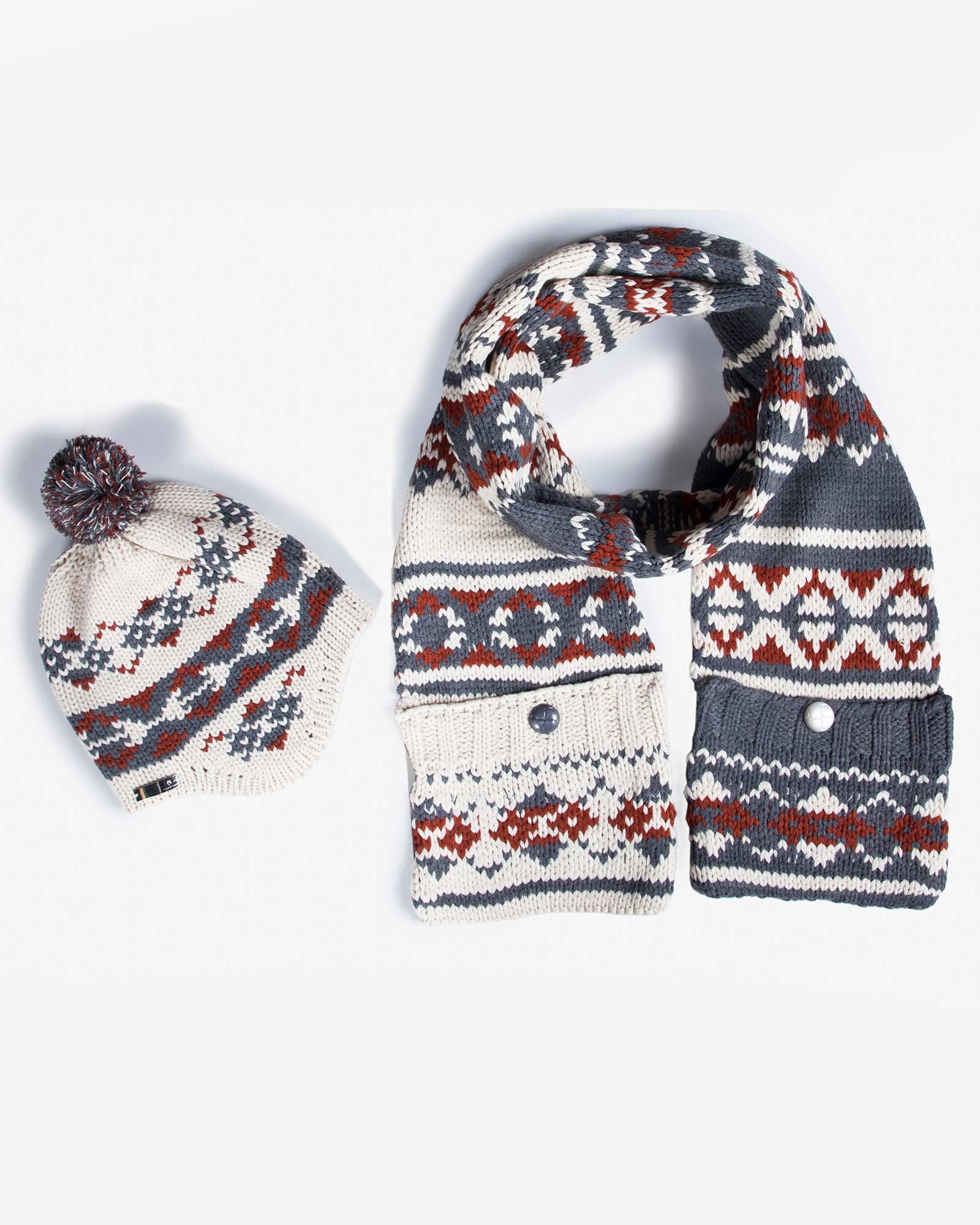 کلاه شال گردن جیب دار طرح دار - دودی - محصول