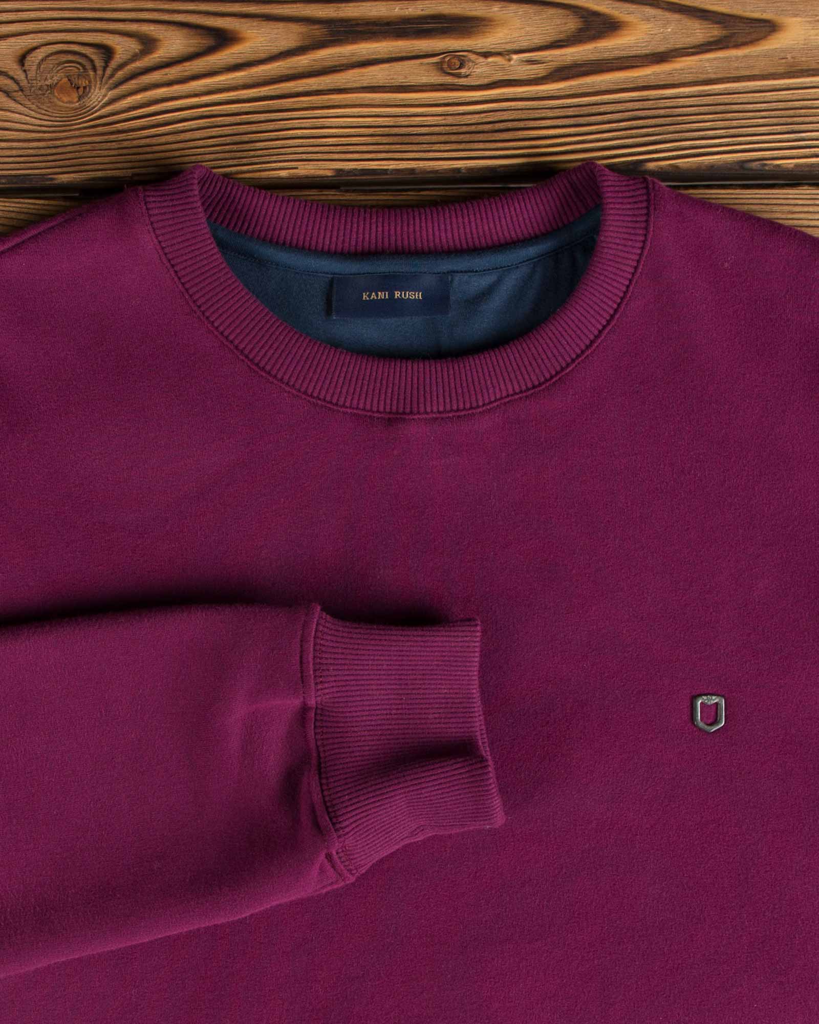 بلوز مردانه پنبه ای یقه گرد - بنفش - آستین یقه