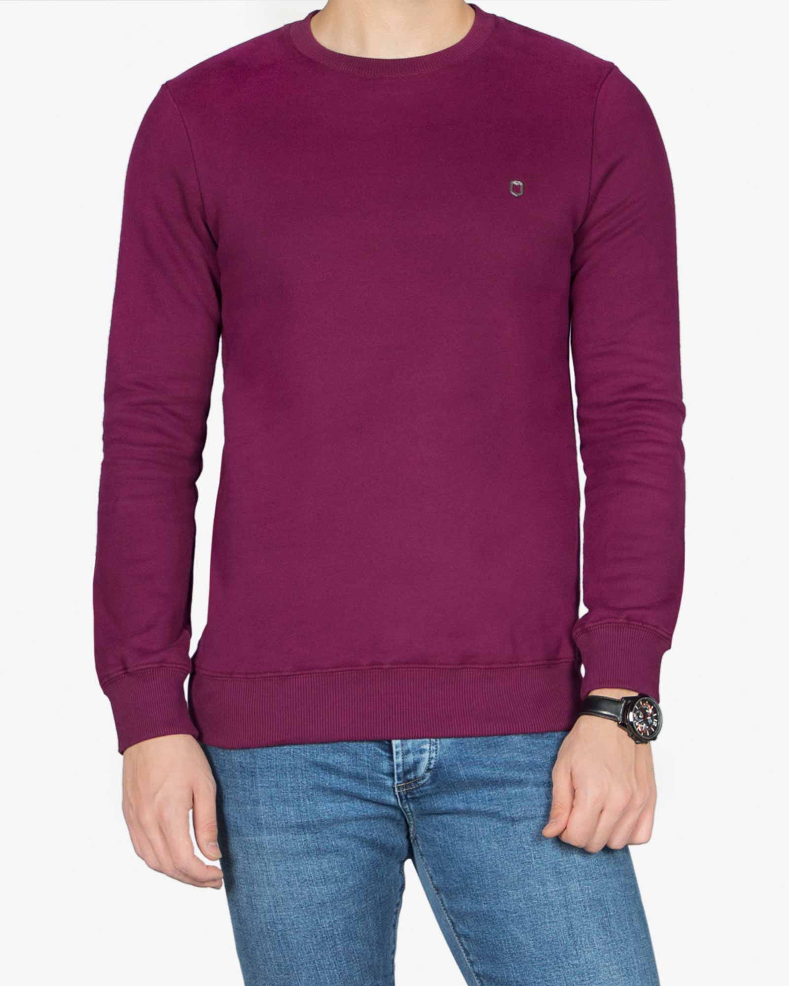 بلوز مردانه پنبه ای یقه گرد - بنفش - رو به رو