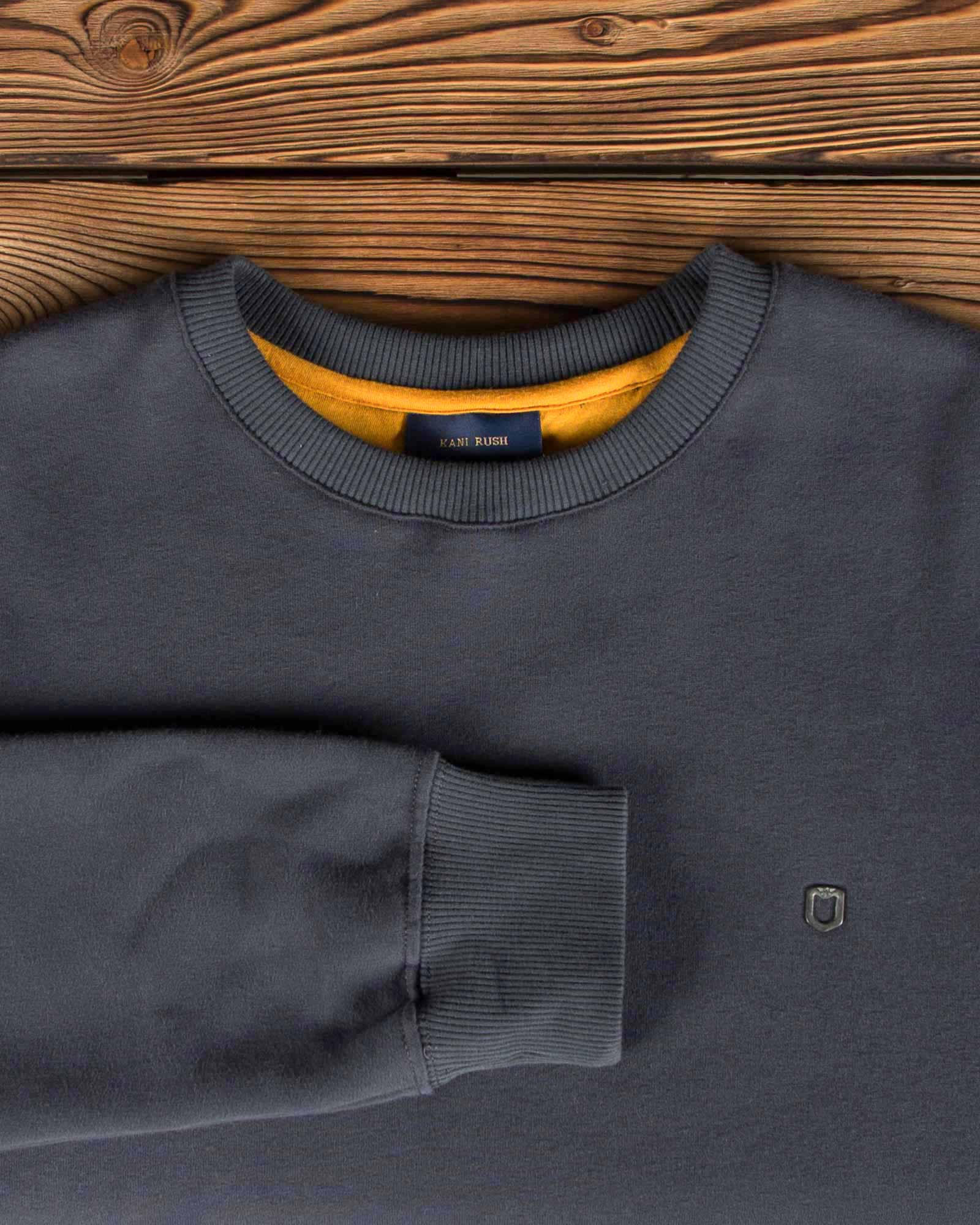 بلوز مردانه پنبه ای یقه گرد - خاکستری تیره - آستین یقه