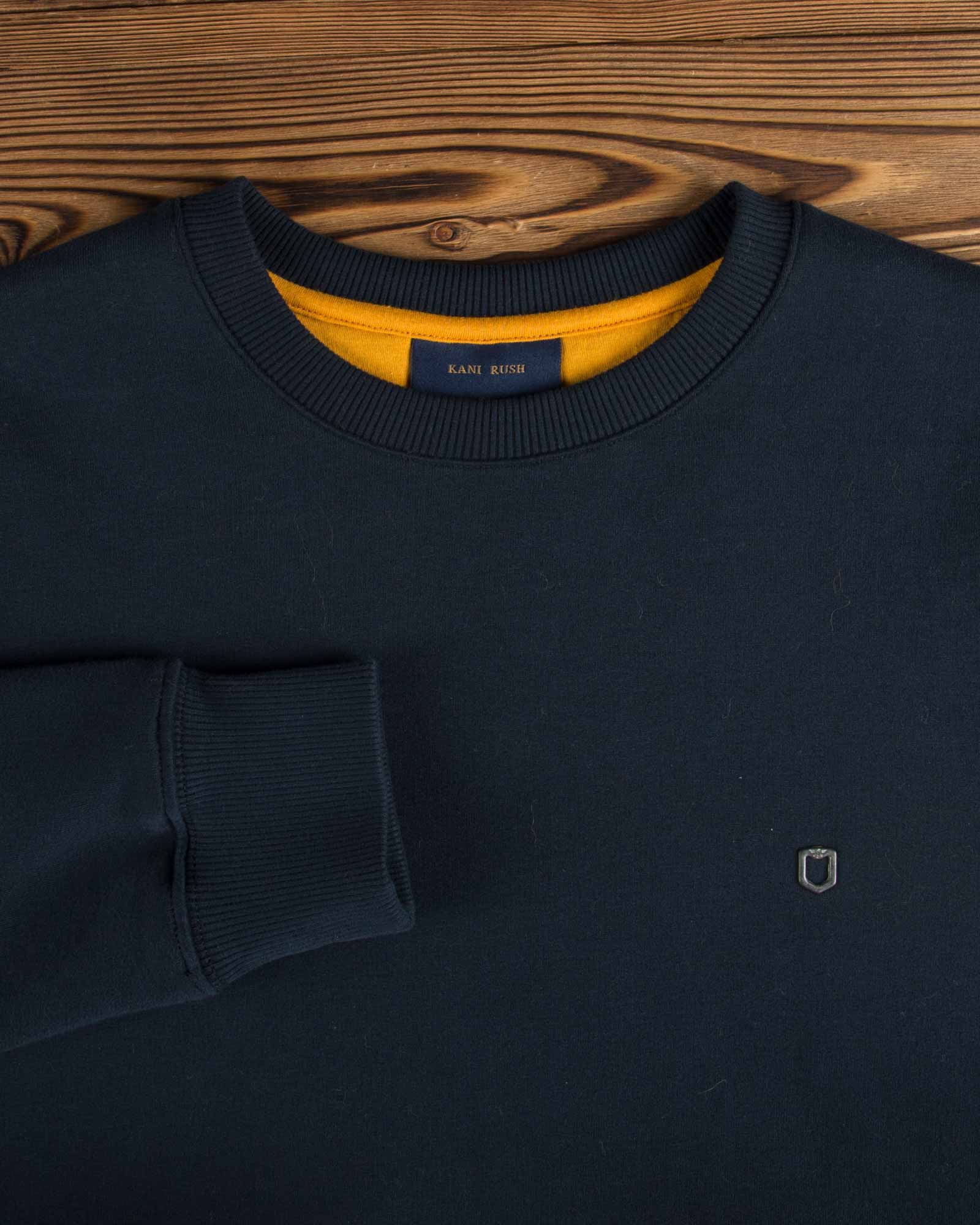 بلوز مردانه پنبه ای یقه گرد - سرمه ای تیره - آستین یقه