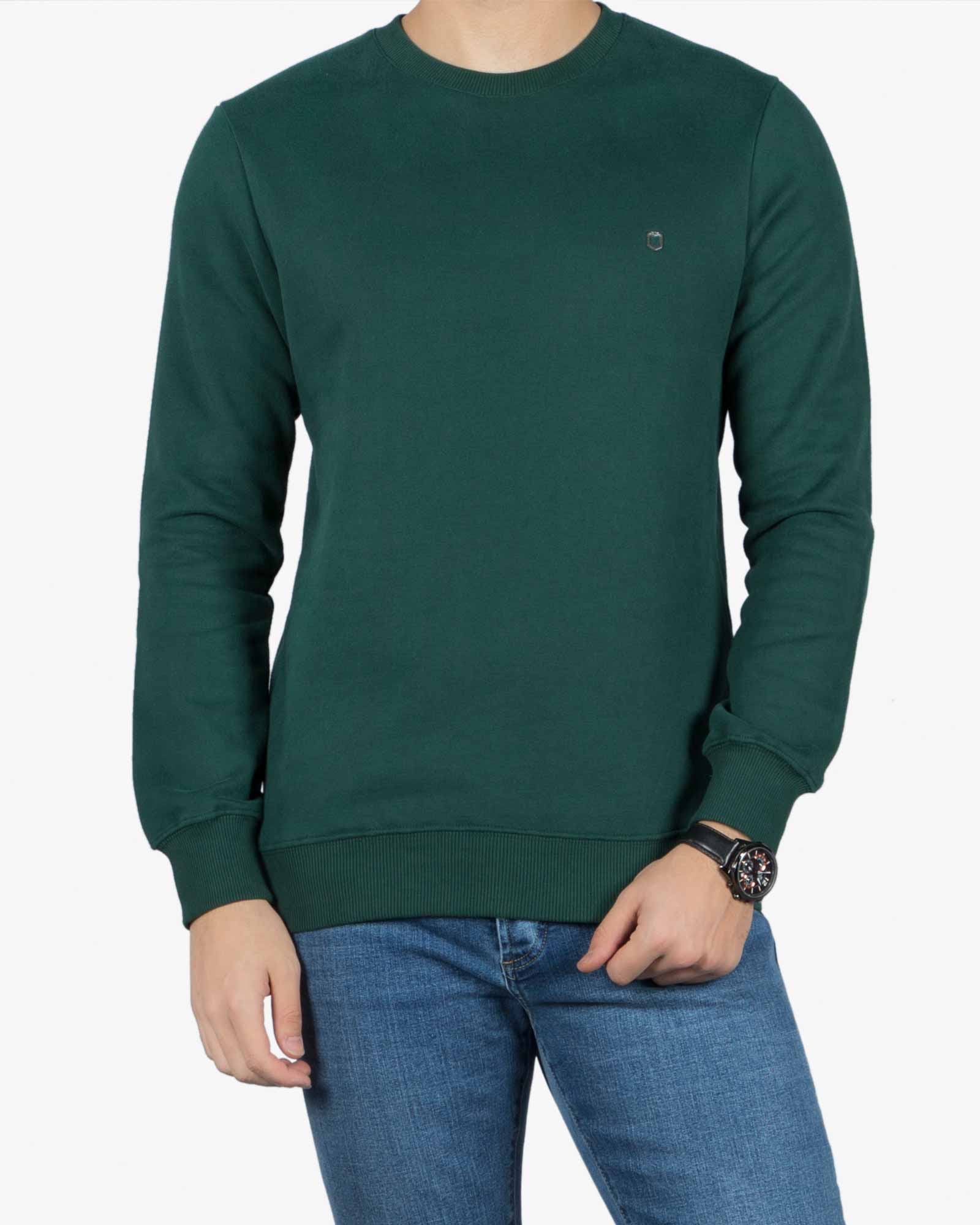 بلوز مردانه پنبه ای یقه گرد - یشمی - رو به رو