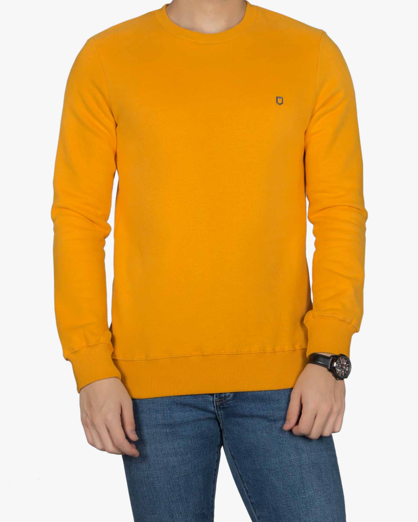 بلوز پنبه ای آستین بلند زرد مردانه - خردلی - رو به رو