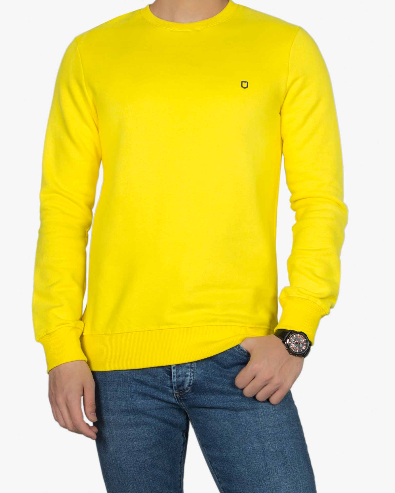 بلوز پنبه ای آستین بلند زرد مردانه - زرد - رو به رو