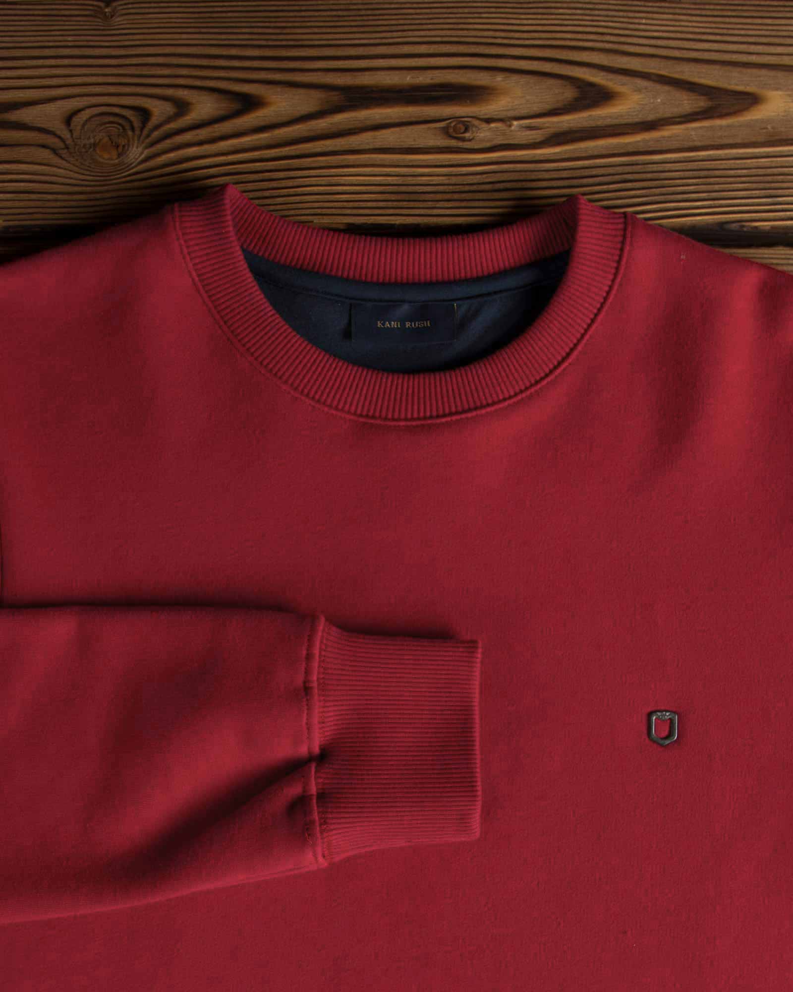 بلوز پنبه ای قرمز مردانه - زرشکی - آستین یقه