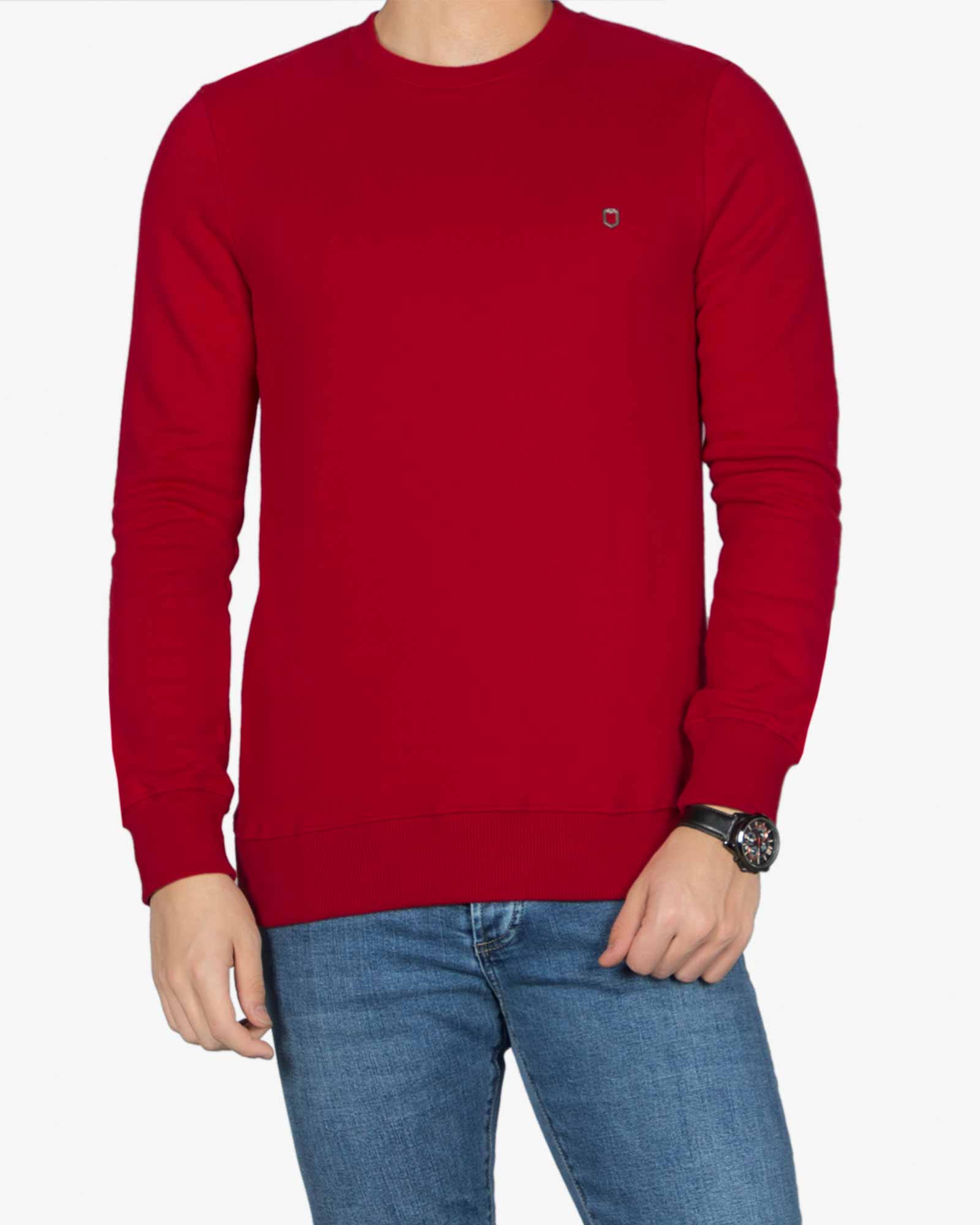 بلوز پنبه ای قرمز مردانه - شرابی - رو به رو