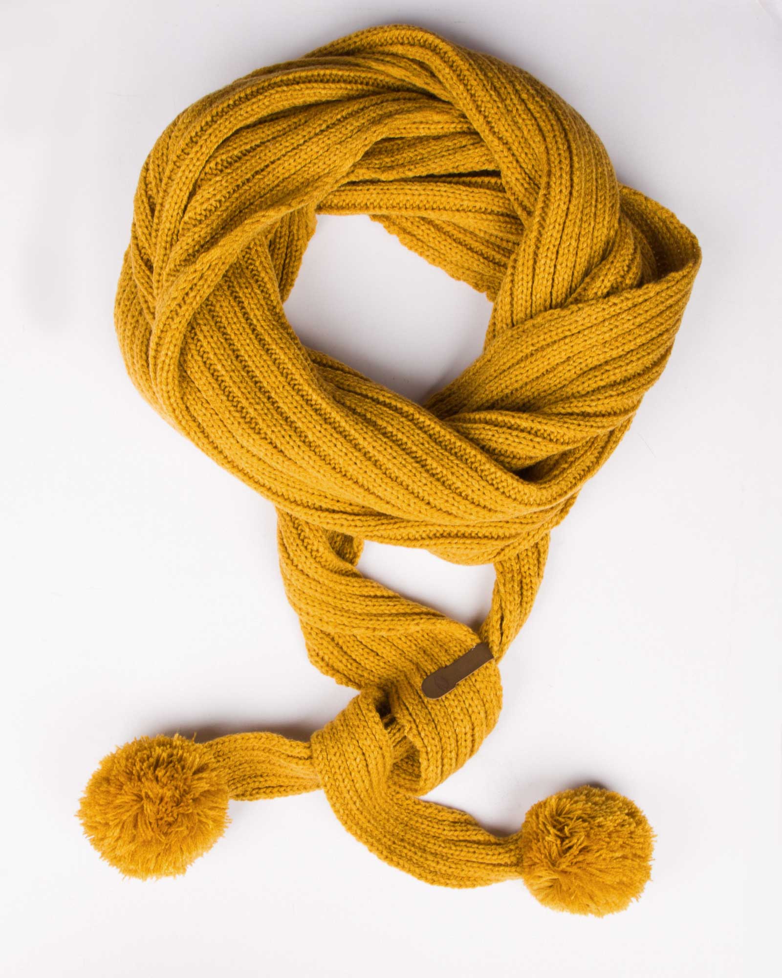 شال گردن بافت دخترانه منگوله دار - خردلی - بسته