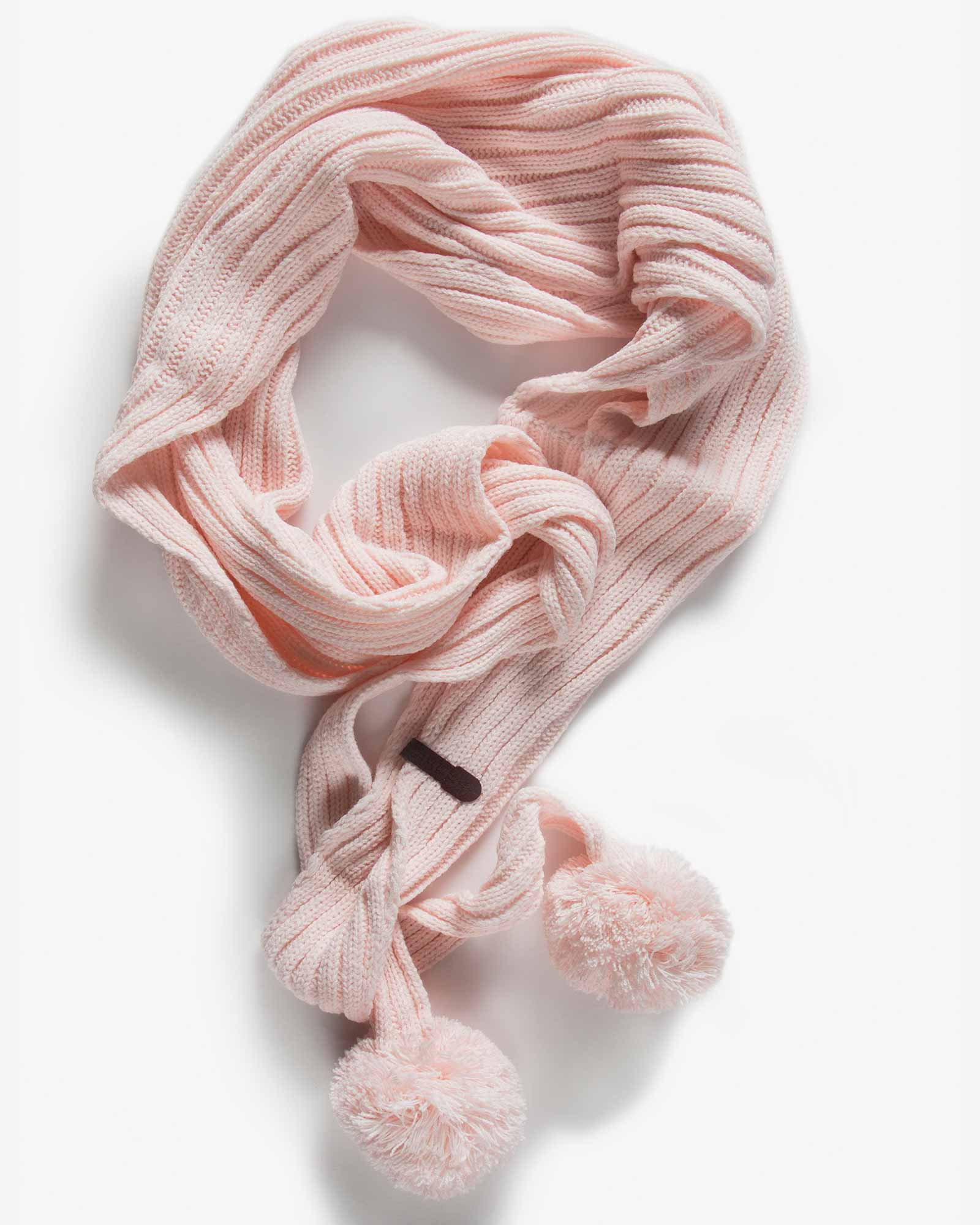 شال گردن بافت دخترانه منگوله دار - صورتی - بالا