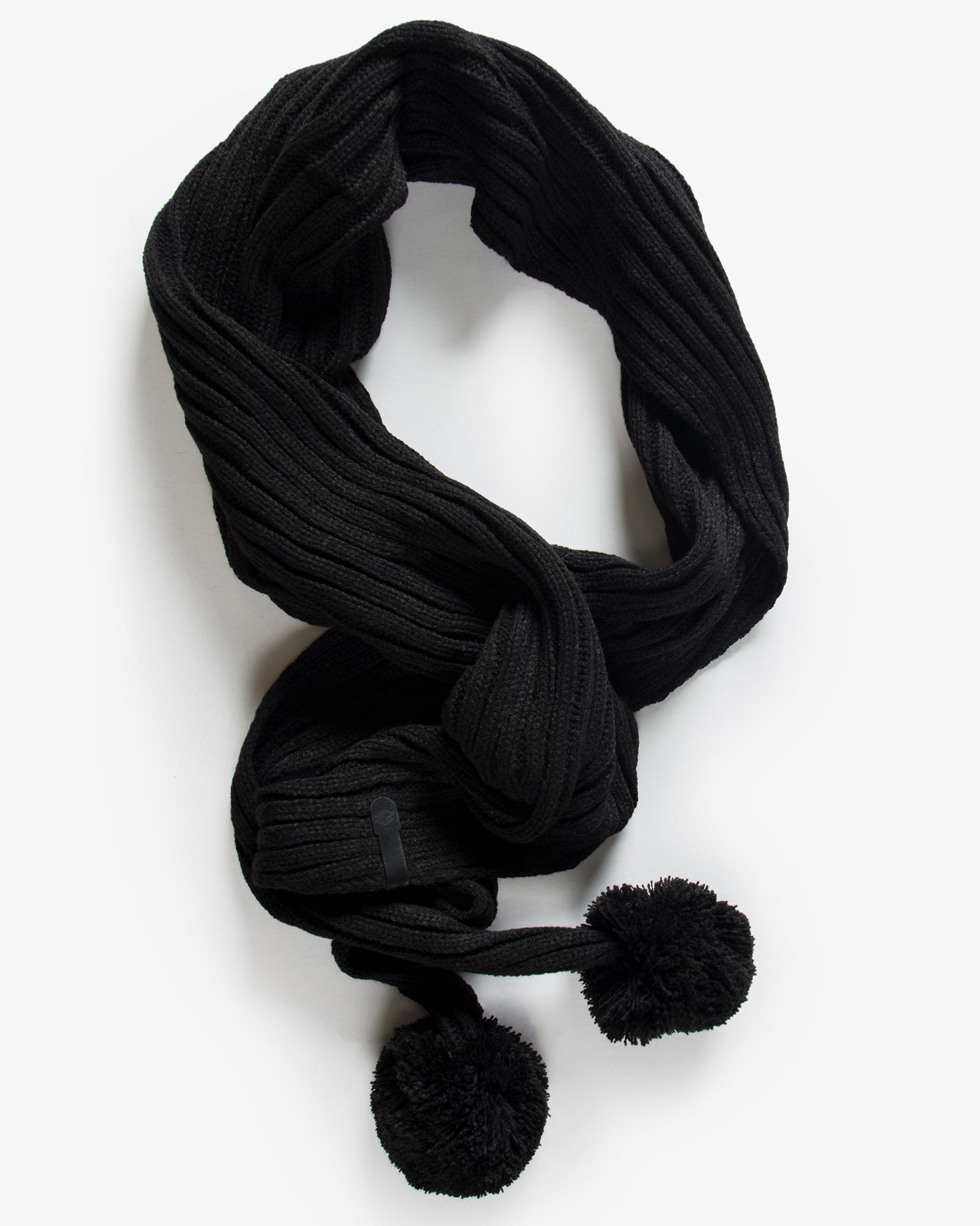 شال گردن بافت دخترانه منگوله دار - مشکی - بالا