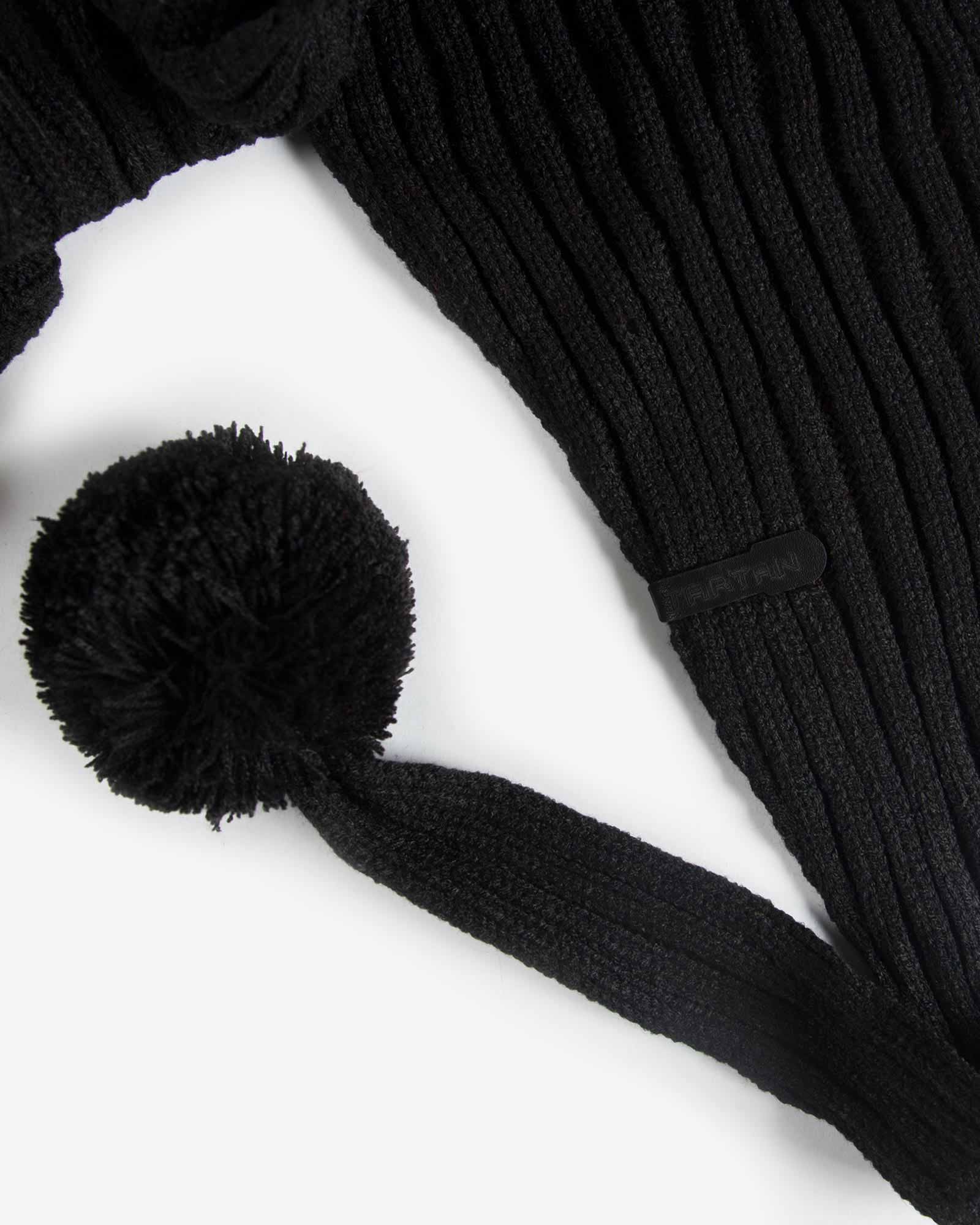 شال گردن بافت دخترانه منگوله دار - مشکی - جنس بافتنی