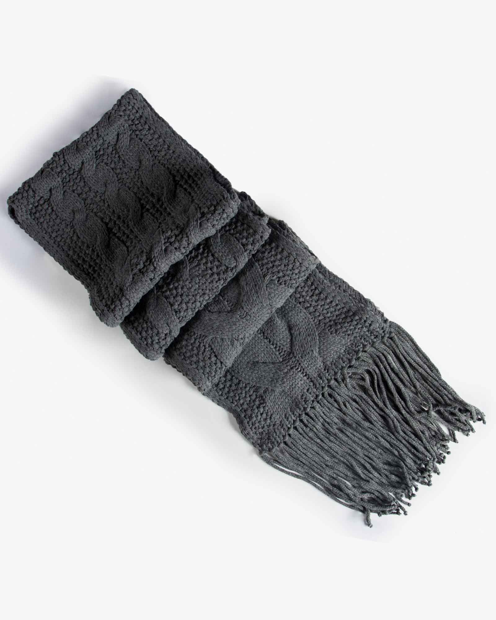 شال گردن بافت درشت طرح دار - خاکستری