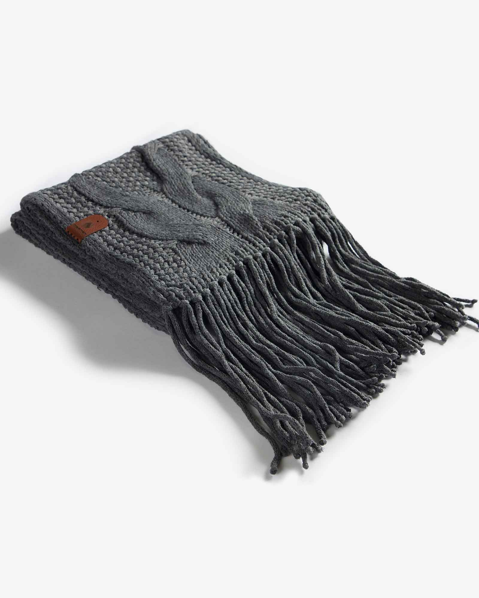 شال گردن بافت درشت طرح دار - خاکستری - مایل