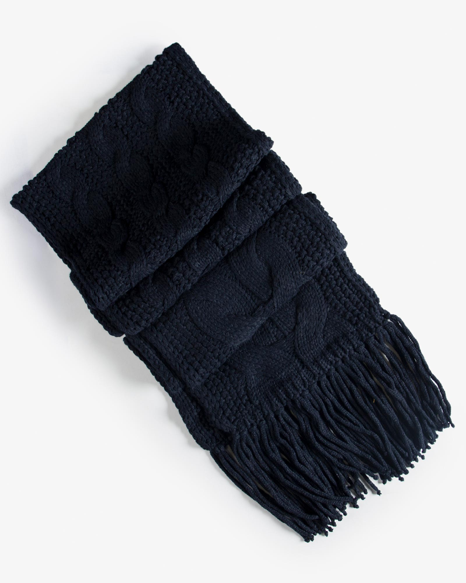 شال گردن بافت درشت طرح دار - سرمه‌ای تیره