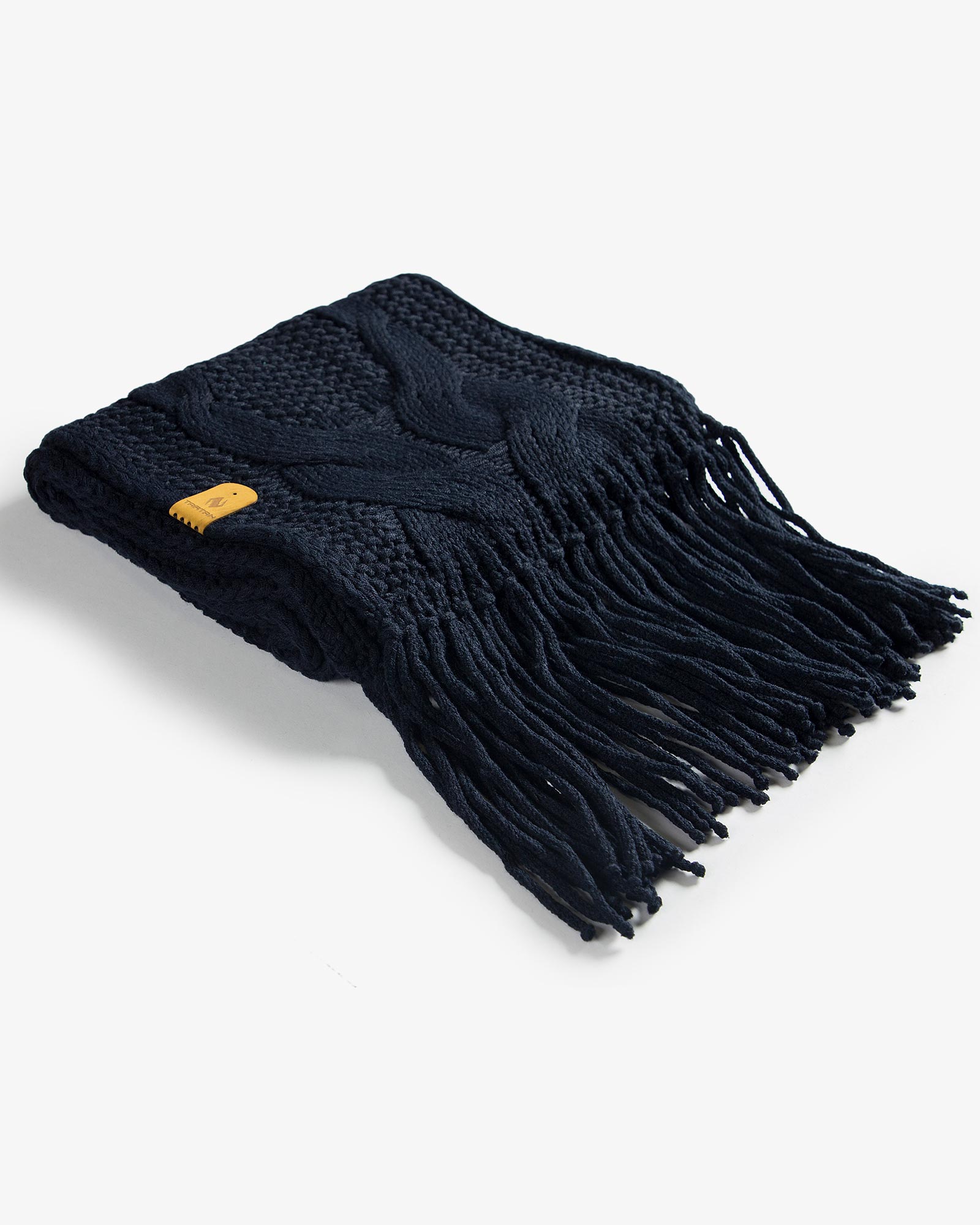 شال گردن بافت درشت طرح دار - سرمه ای تیره - مایل