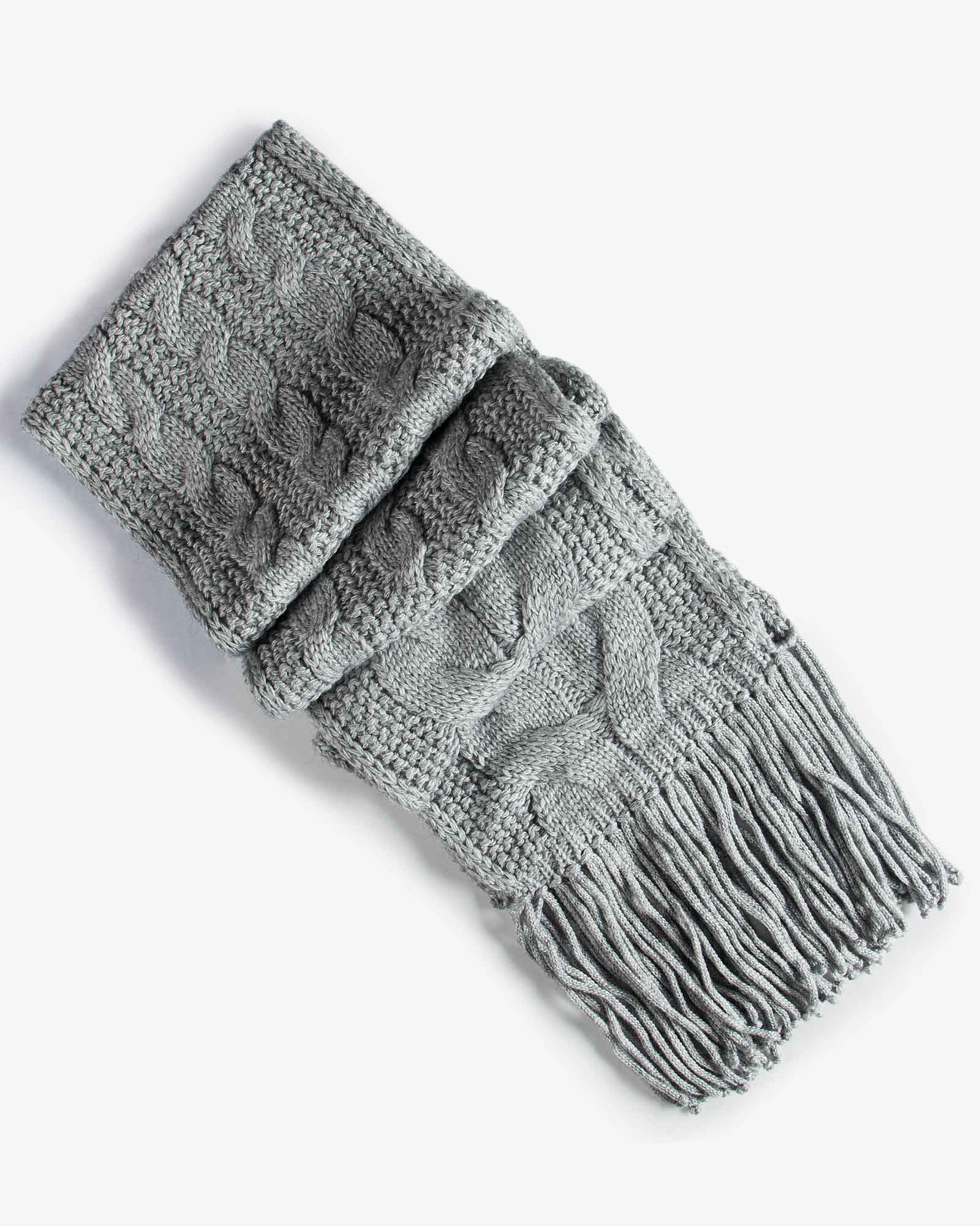 شال گردن بافت درشت طرح دار - طوسی کمرنگ - بالا