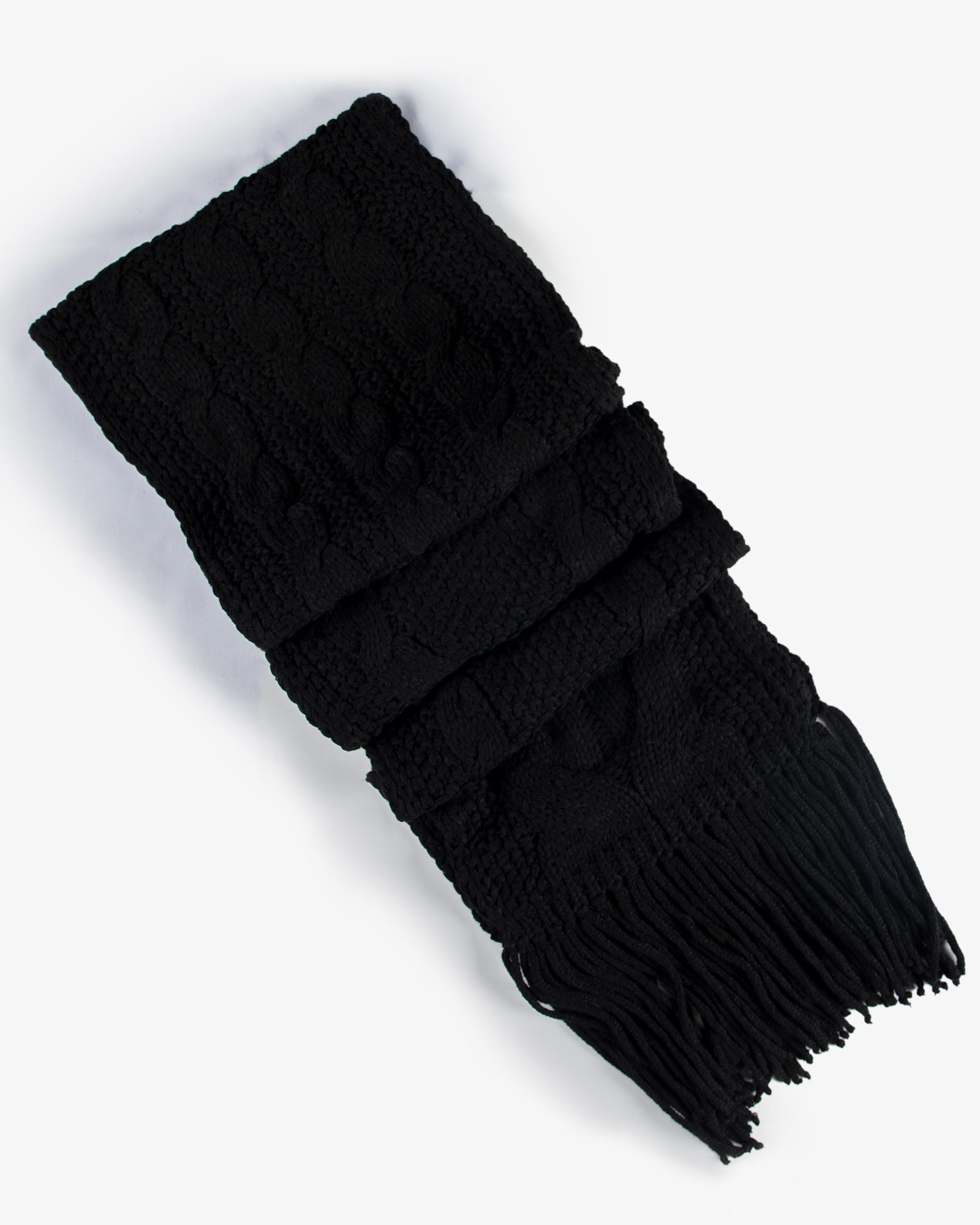 شال گردن بافت درشت طرح دار - مشکی - بالا