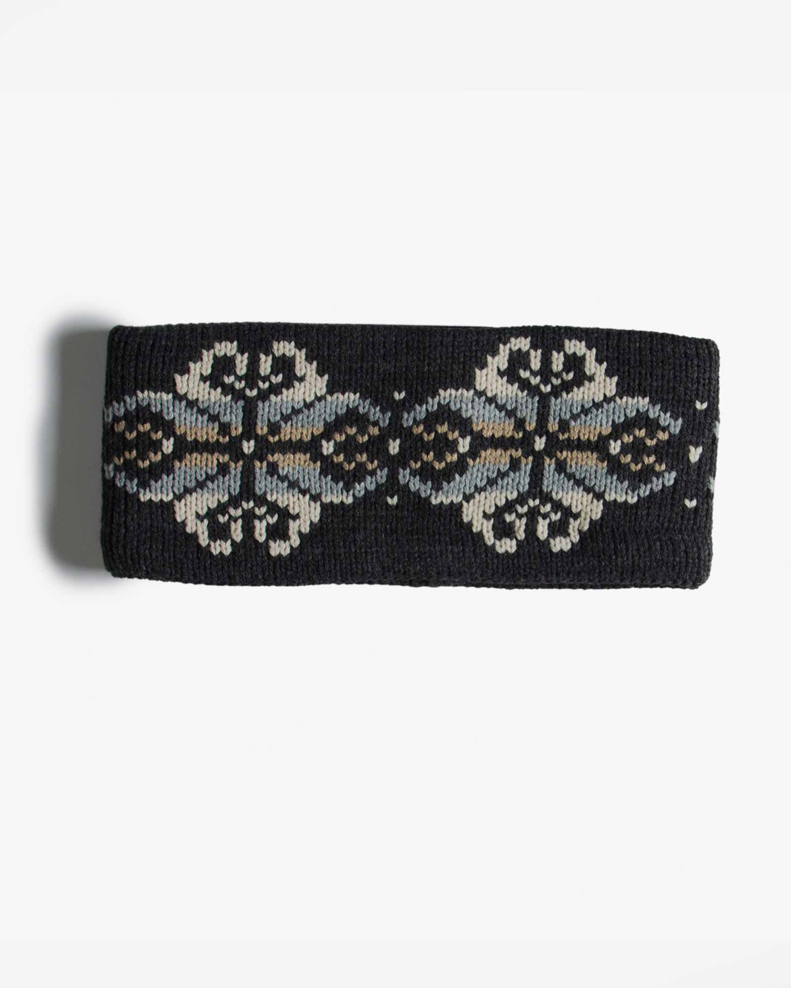 هدبند بافت پهن طرح دار دو رو - خاکستری تیره - رو به رو