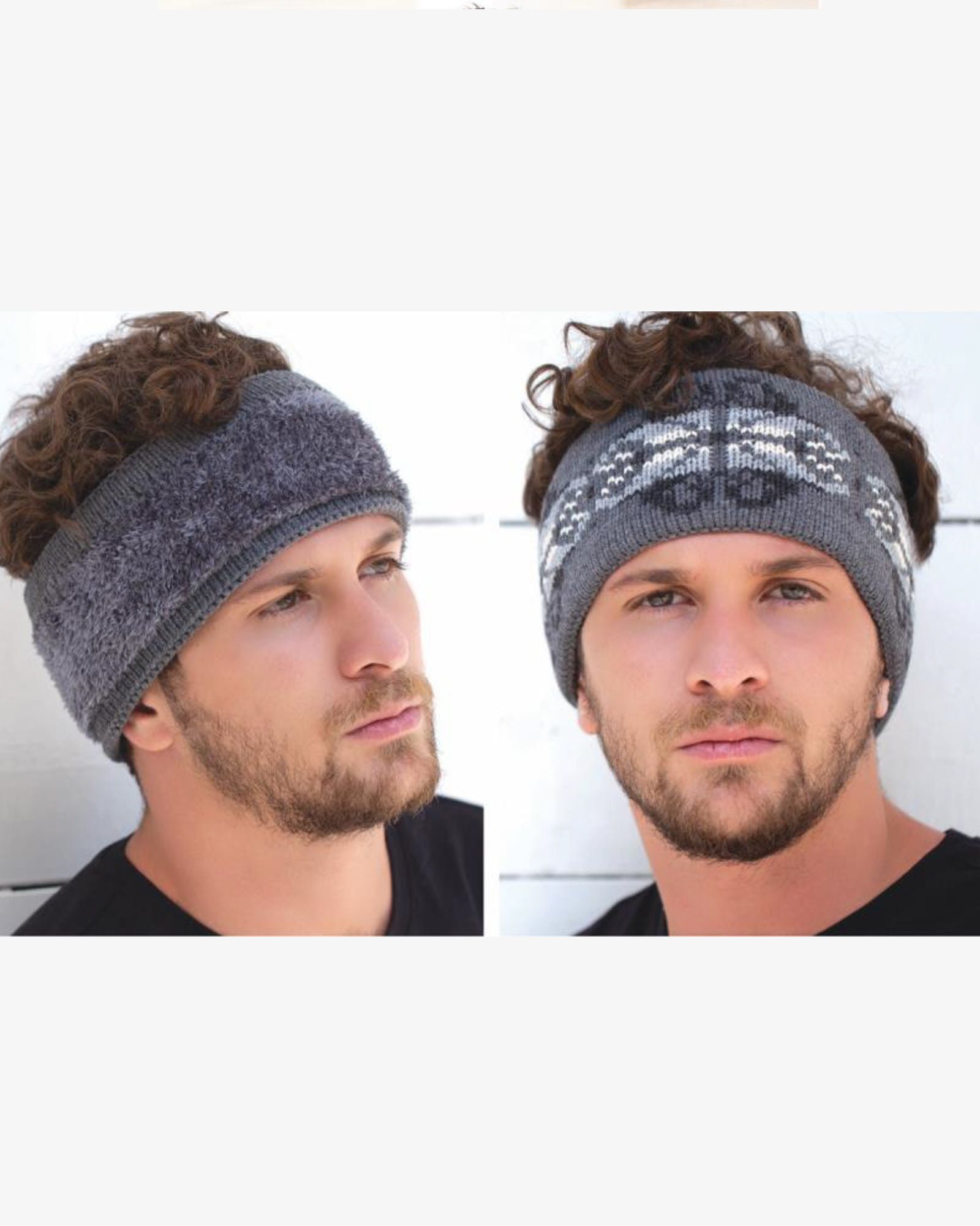 هدبند بافت پهن طرح دار دو رو - دودی - محیطی مردانه