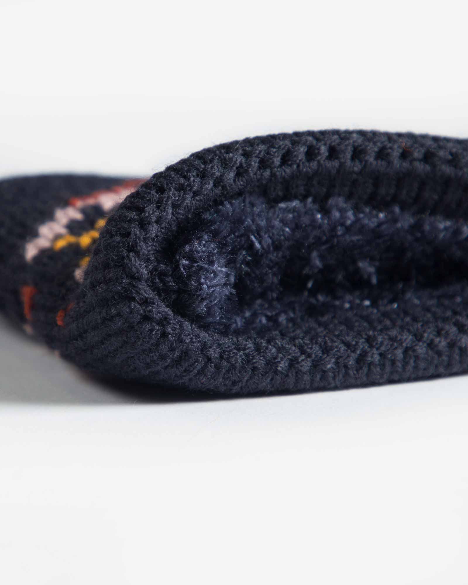 هدبند بافت پهن طرح دار دو رو - سرمه ای تیره - خزدار