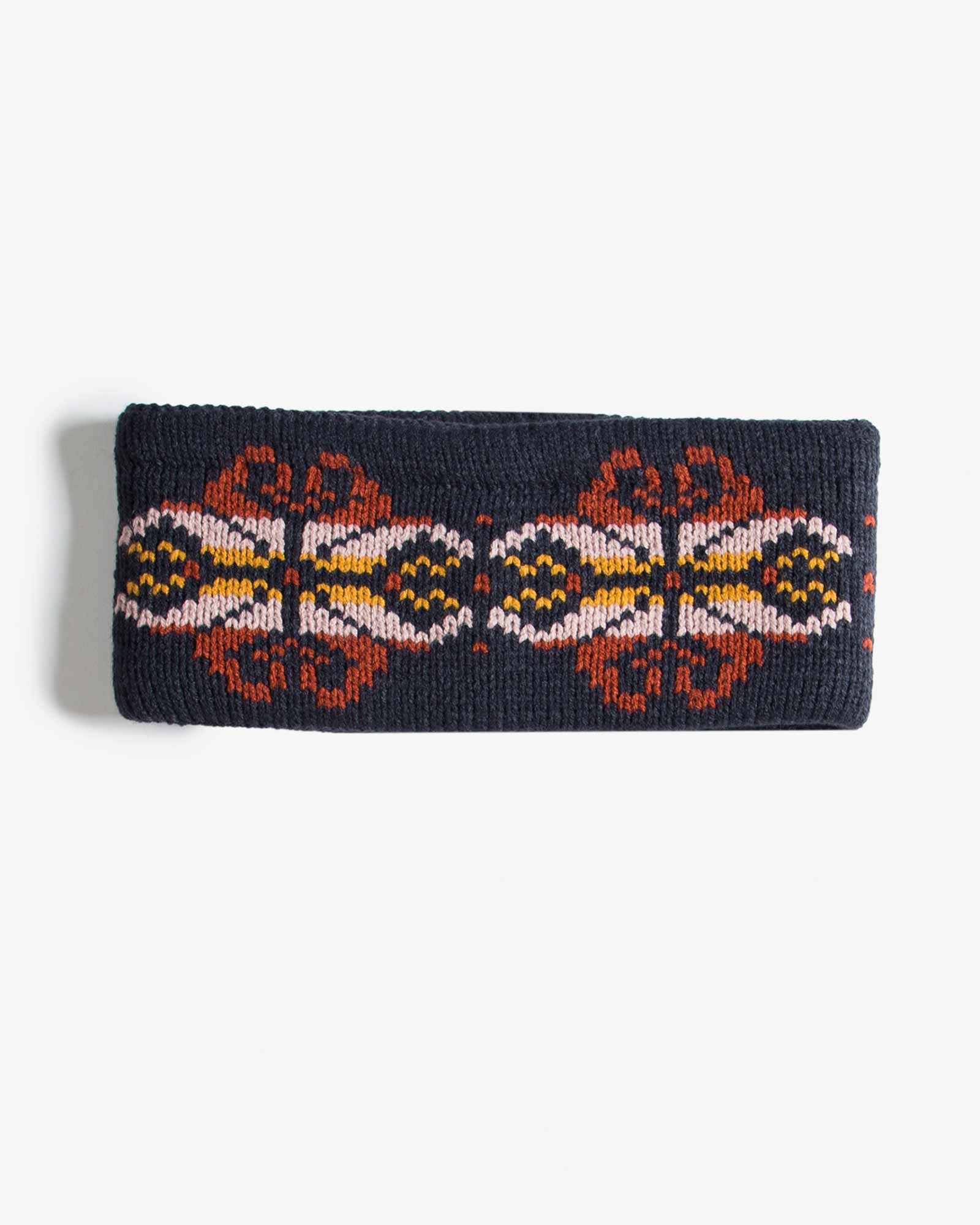 هدبند بافت پهن طرح دار دو رو - سرمه ای تیره - رو به رو