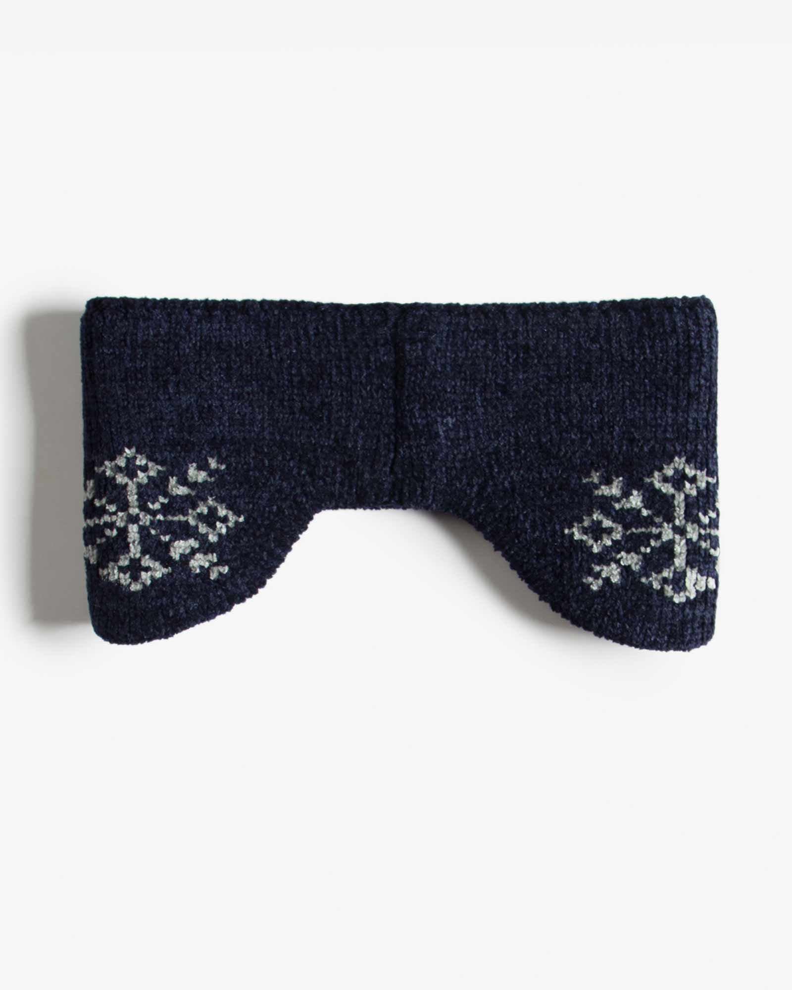 هدبند بافت گوش دار طرح دار - سرمه ای تیره - رو به رو