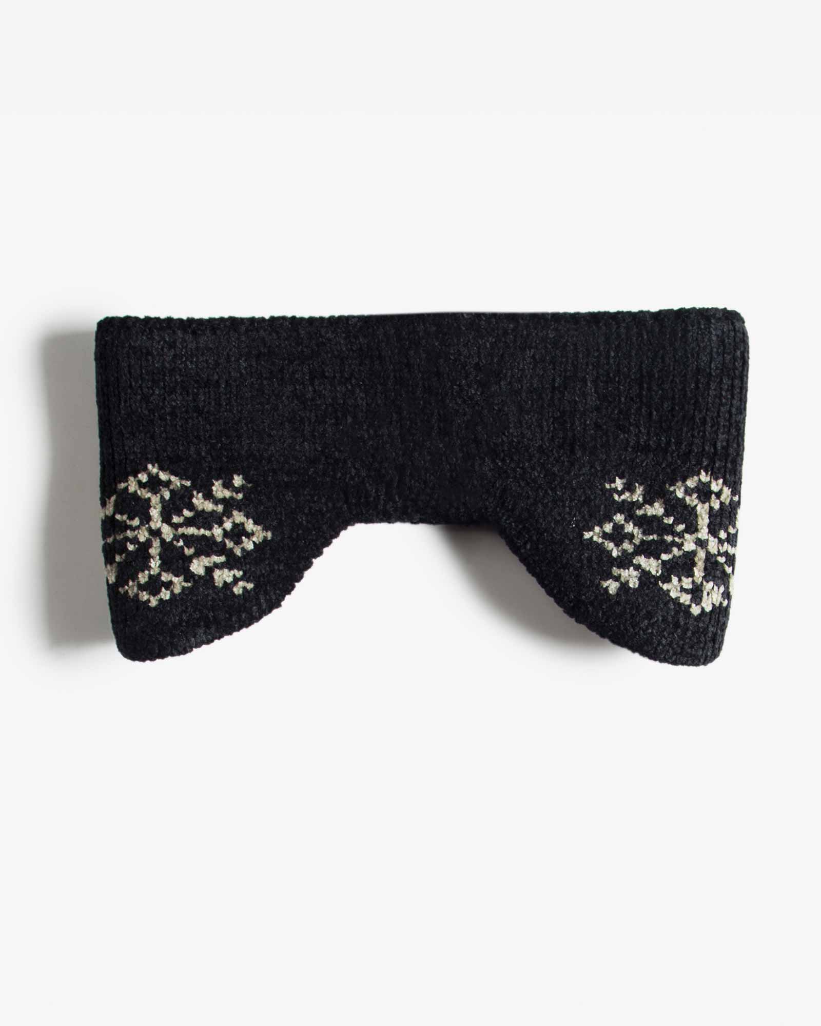 هدبند بافت گوش دار طرح دار - مشکی - رو به رو