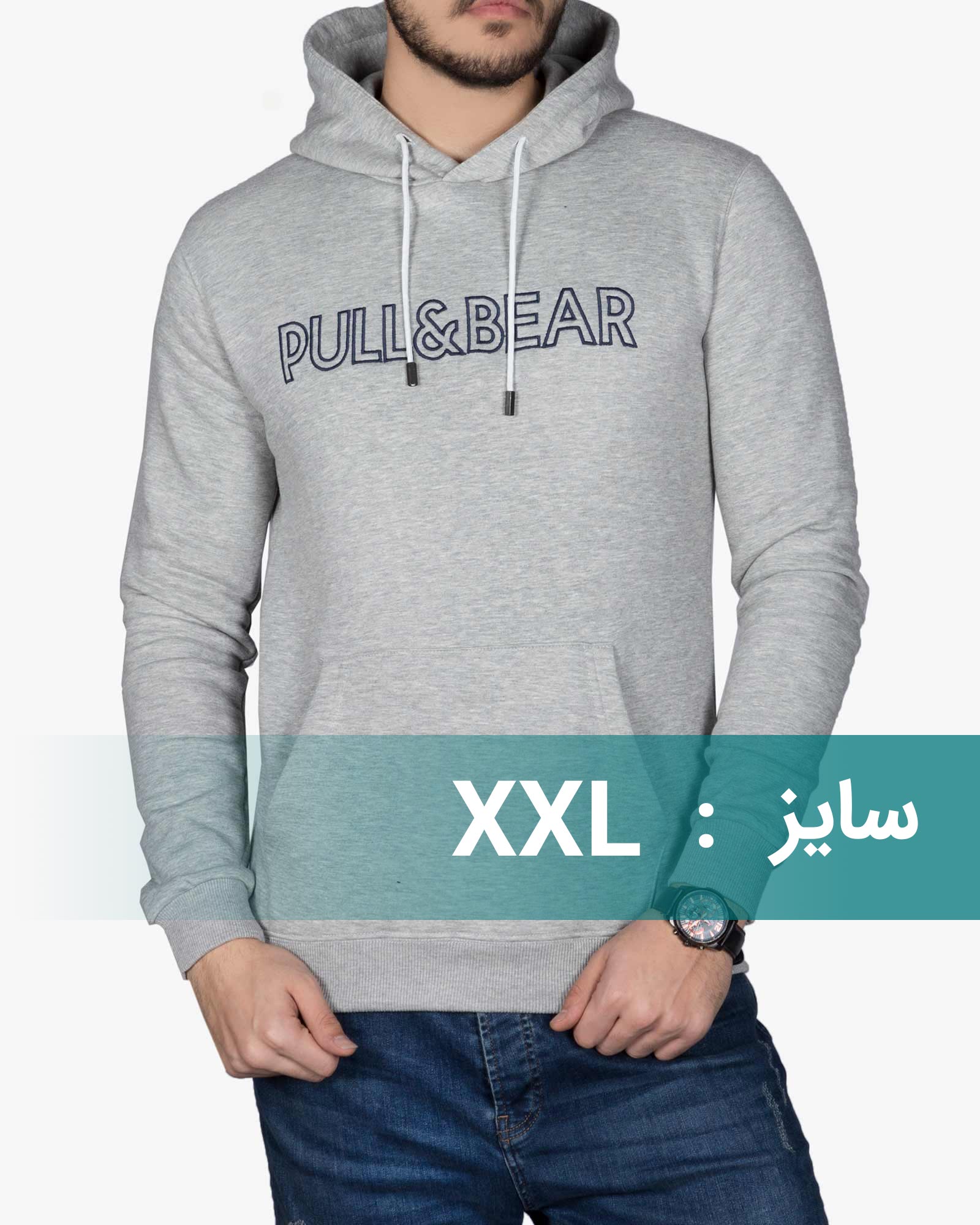 هودی جلو بسته نخی پنبه ای مردانه - ملانژ