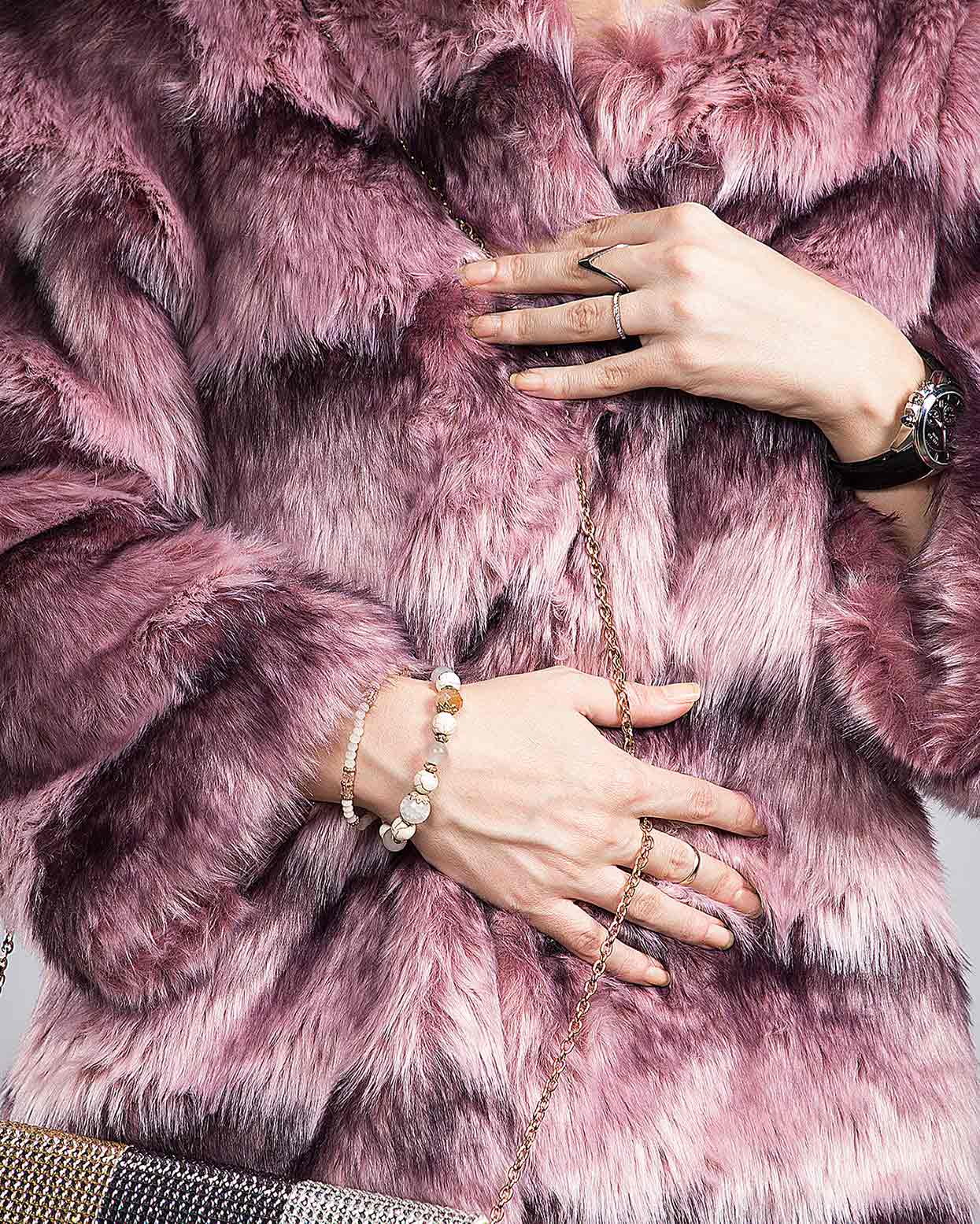 پالتو زنانه کوتاه صورتی بنفش تمام خز - یاسی - جنس خز