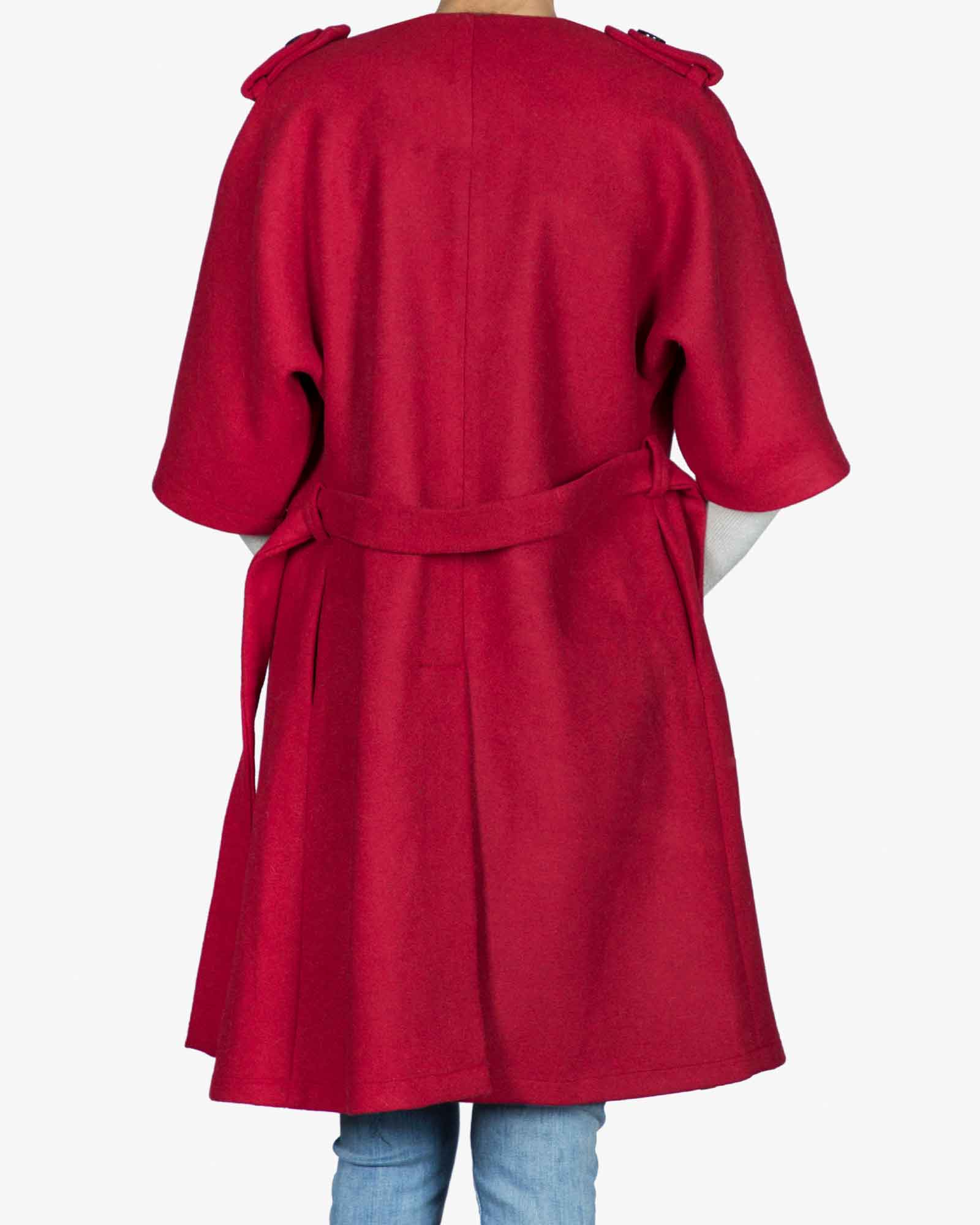 پالتو فوتر زنانه ساده آستین سرخود - قرمز - پشت