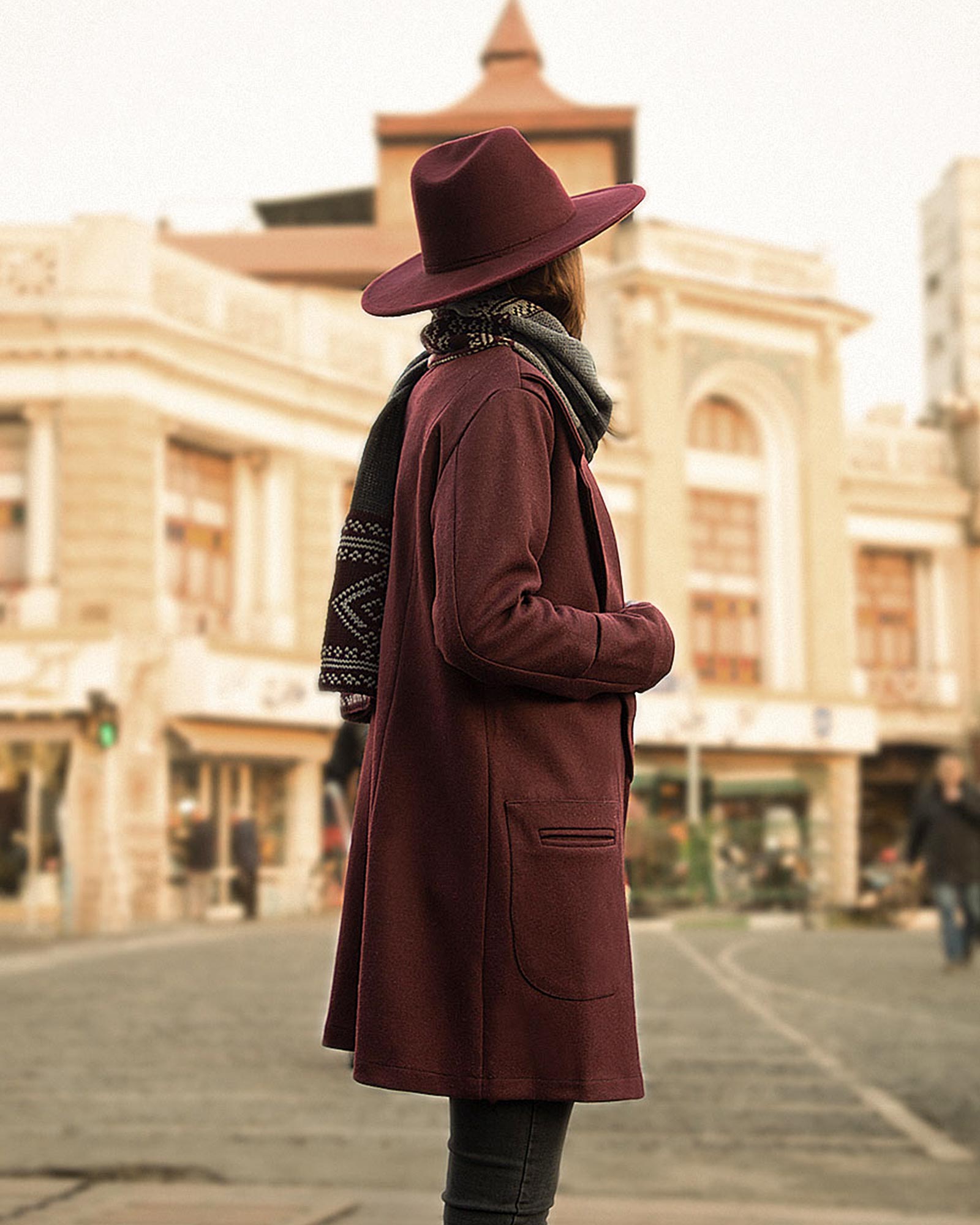 پالتو کتی کوتاه زنانه فوتر یقه انگلیسی - عنابی - محیطی