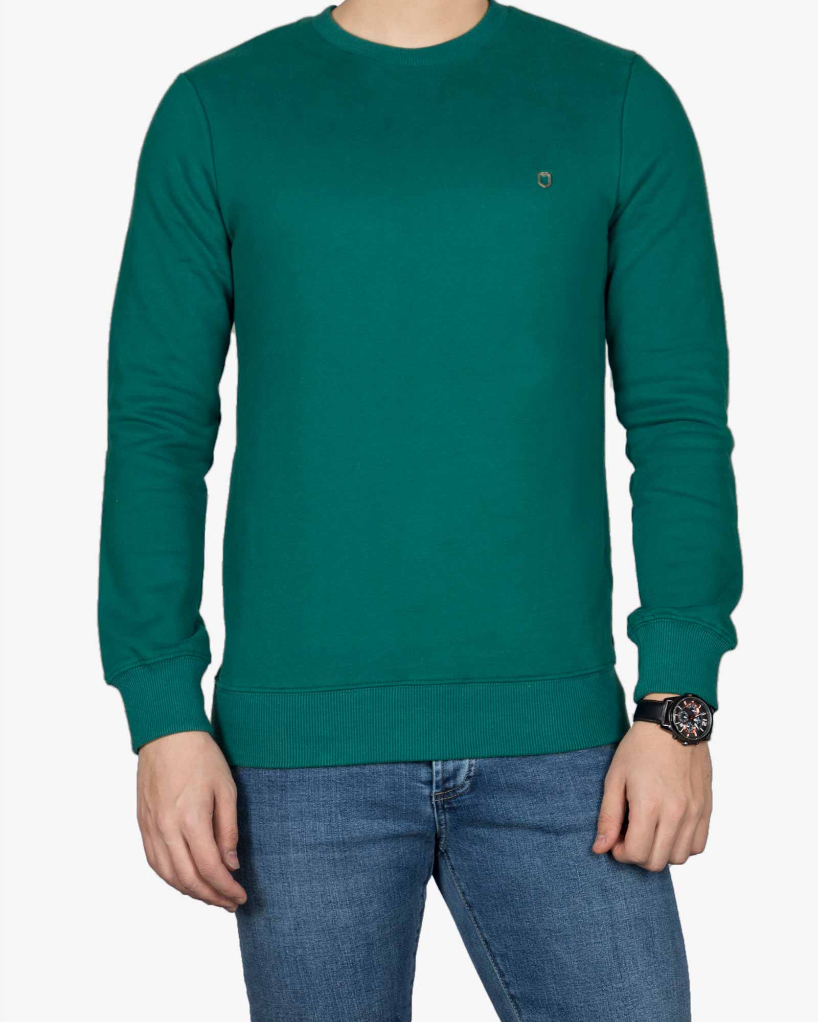 پلیور پنبه ای مردانه سبز آبی - سبزآبی تیره - رو به رو