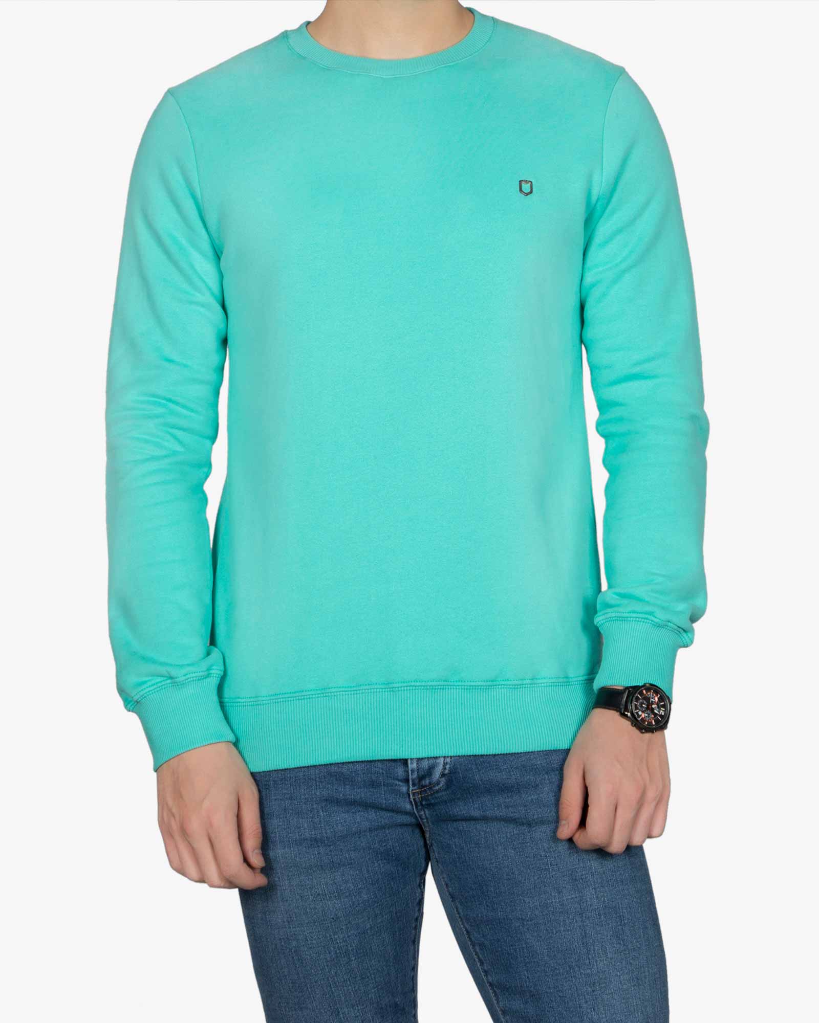 پلیور پنبه ای مردانه سبز آبی - سبزآبی روشن - رو به رو