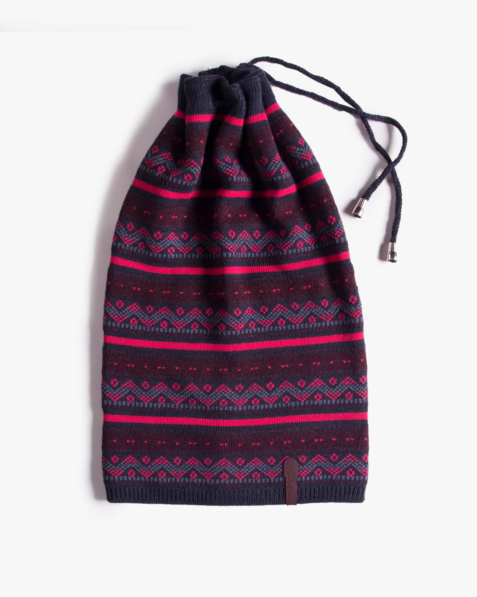 کلاه بافت طرح دار دو سر باز - سرمه ای تیره - بسته