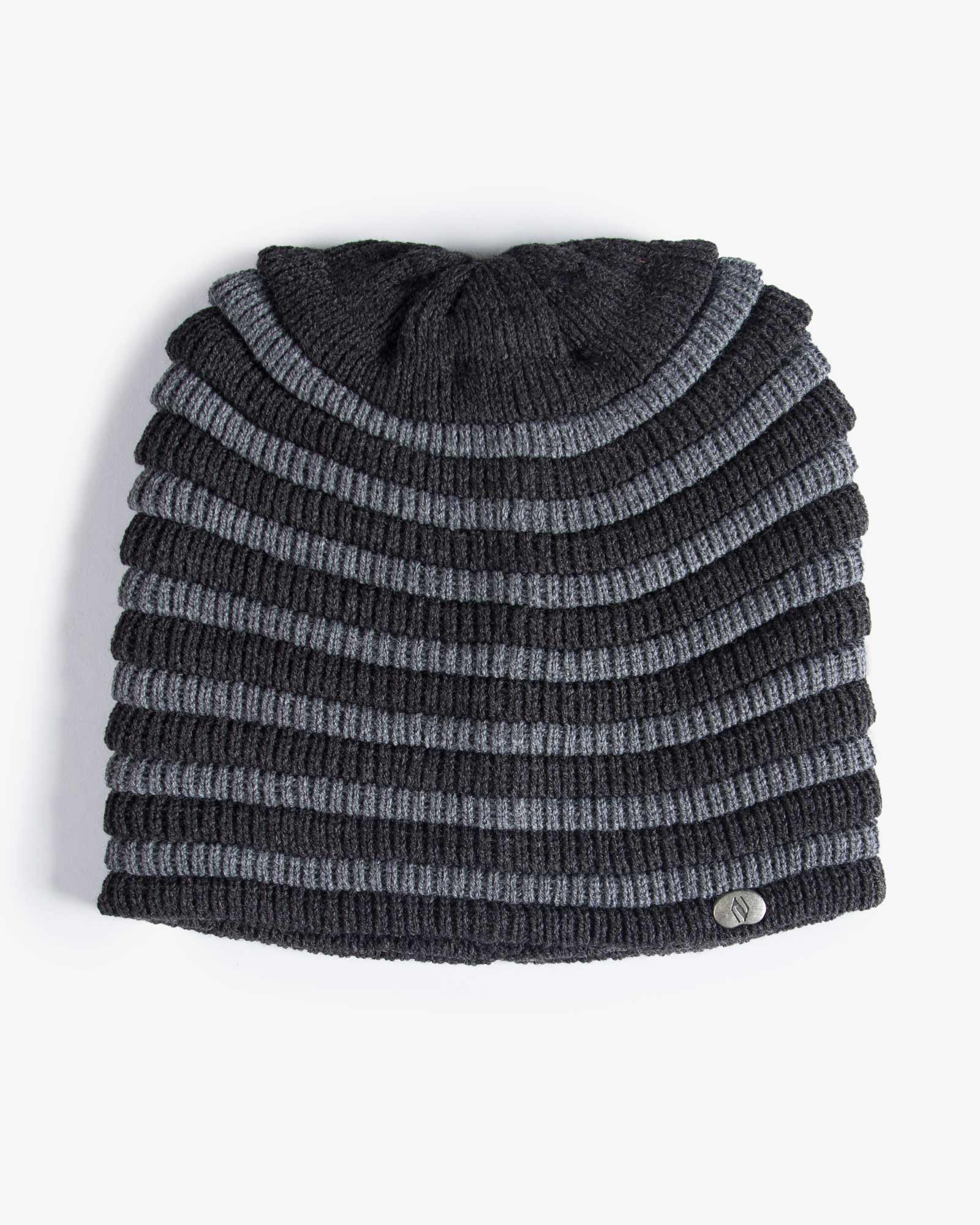 کلاه بافت طرح راه راه - خاکستری تیره - بالا