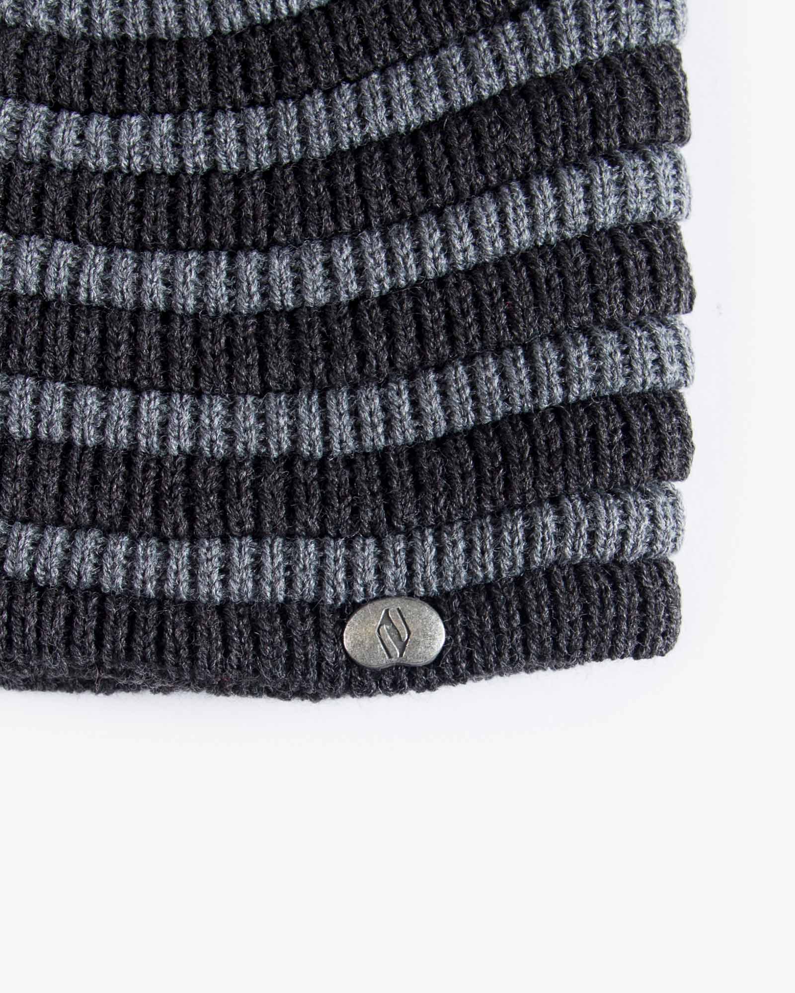 کلاه بافت طرح راه راه - خاکستری تیره - کلاه بافتنی