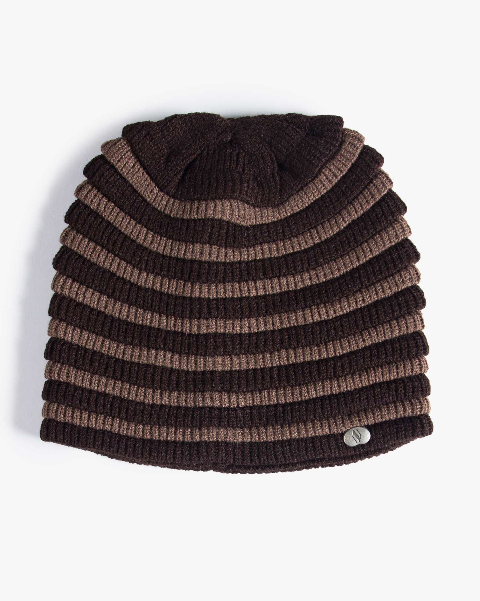 کلاه بافت طرح راه راه - قهوه‌ای تیره