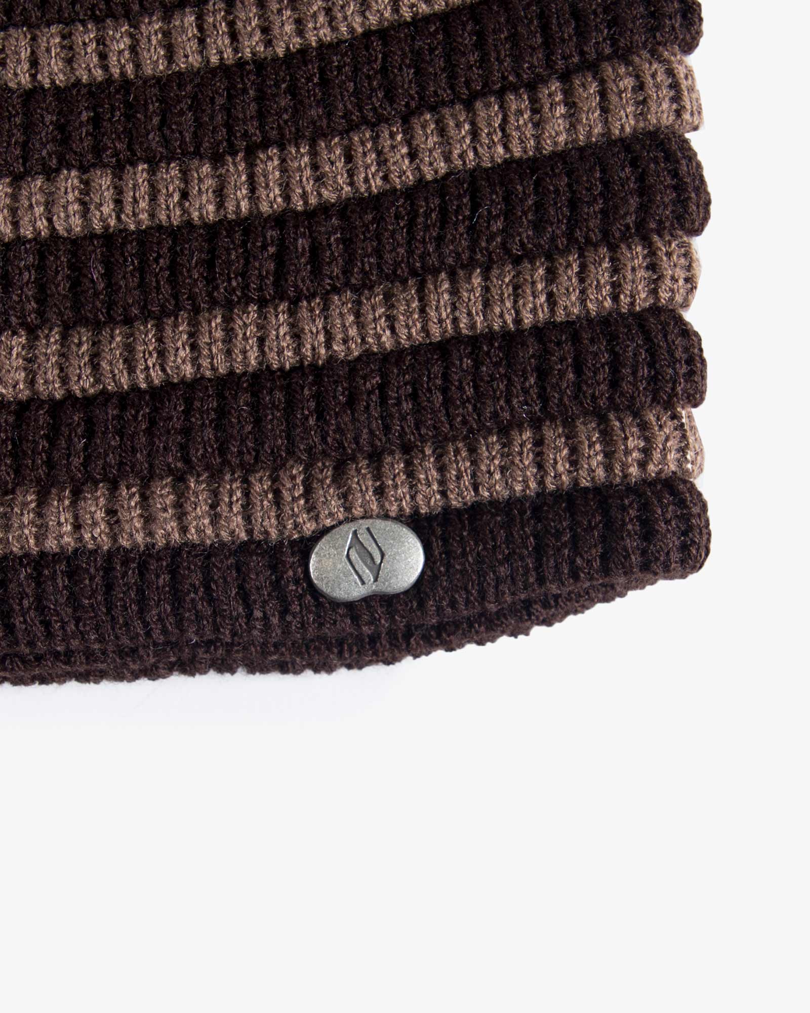 کلاه بافت طرح راه راه - قهوه ای تیره - کلاه بافتنی