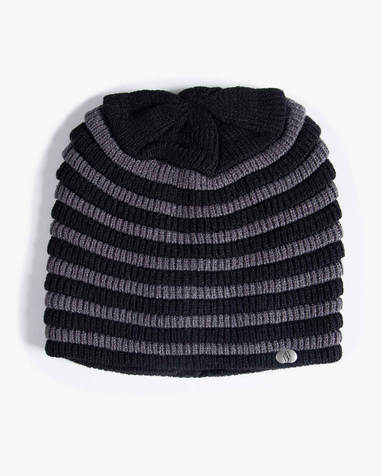 کلاه بافت طرح راه راه - مشکی - بالا