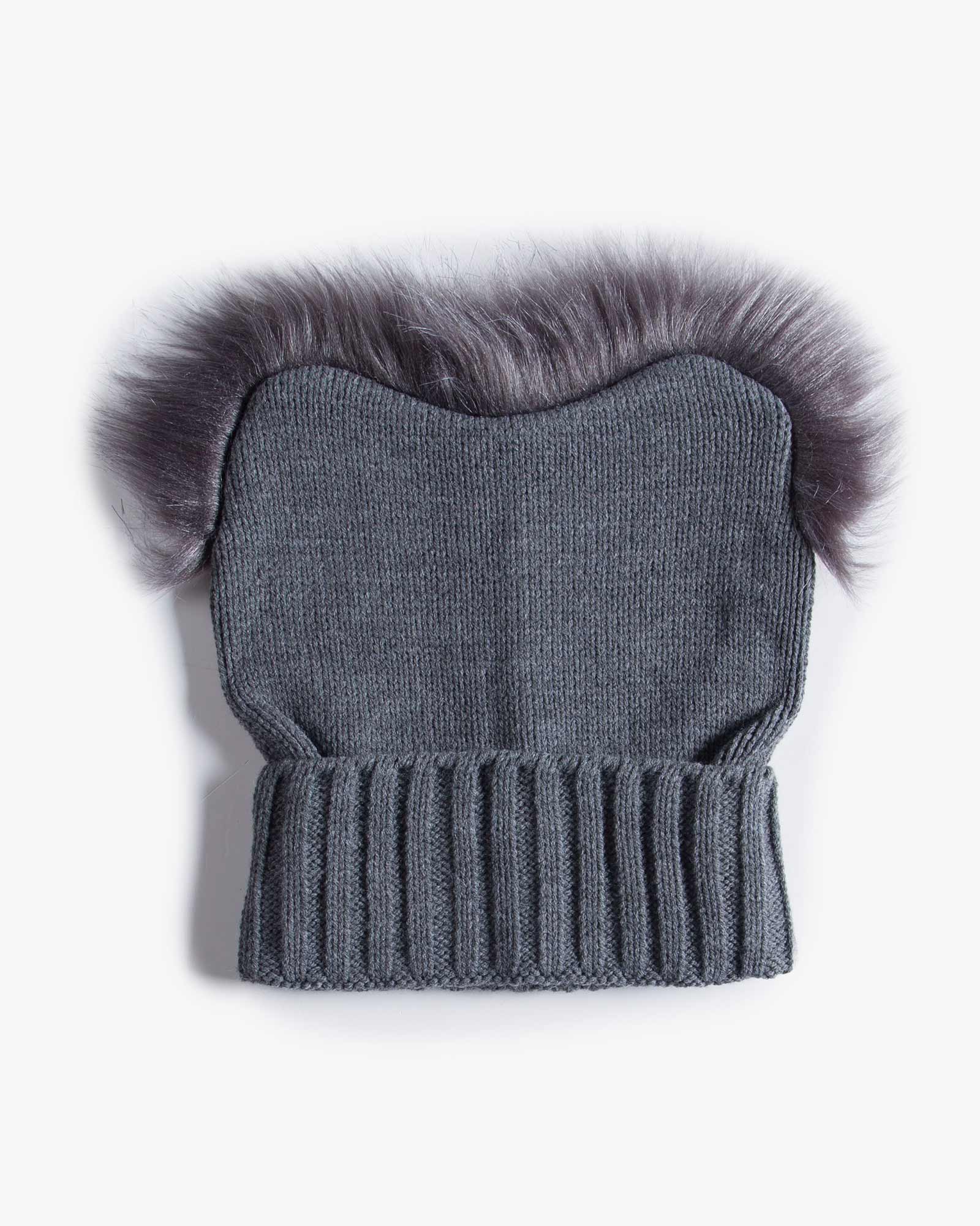 کلاه بافت طرح قلب - دودی - رو به رو