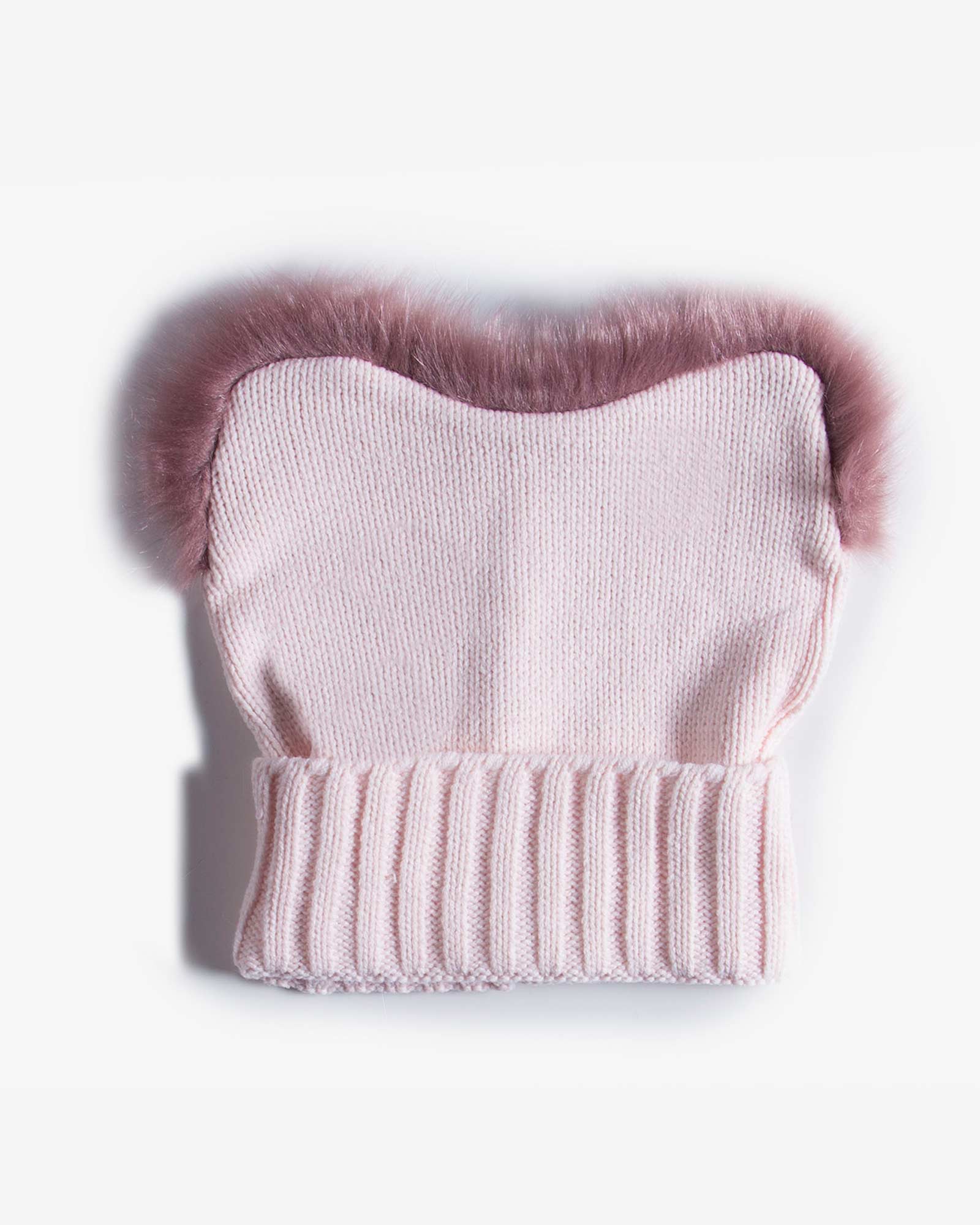 کلاه بافت طرح قلب - صورتی - رو به رو