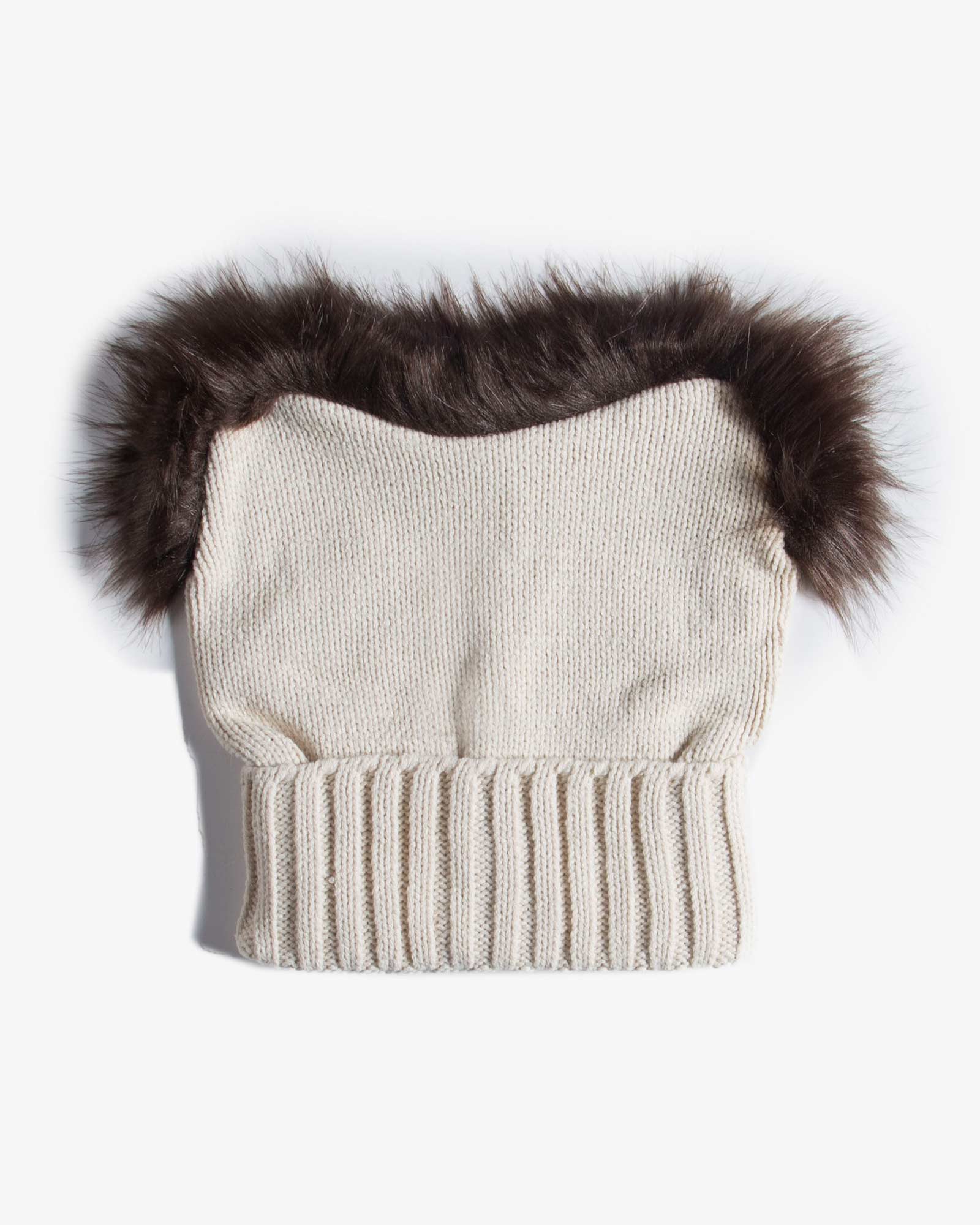 کلاه بافت طرح قلب - کرمی - رو به رو