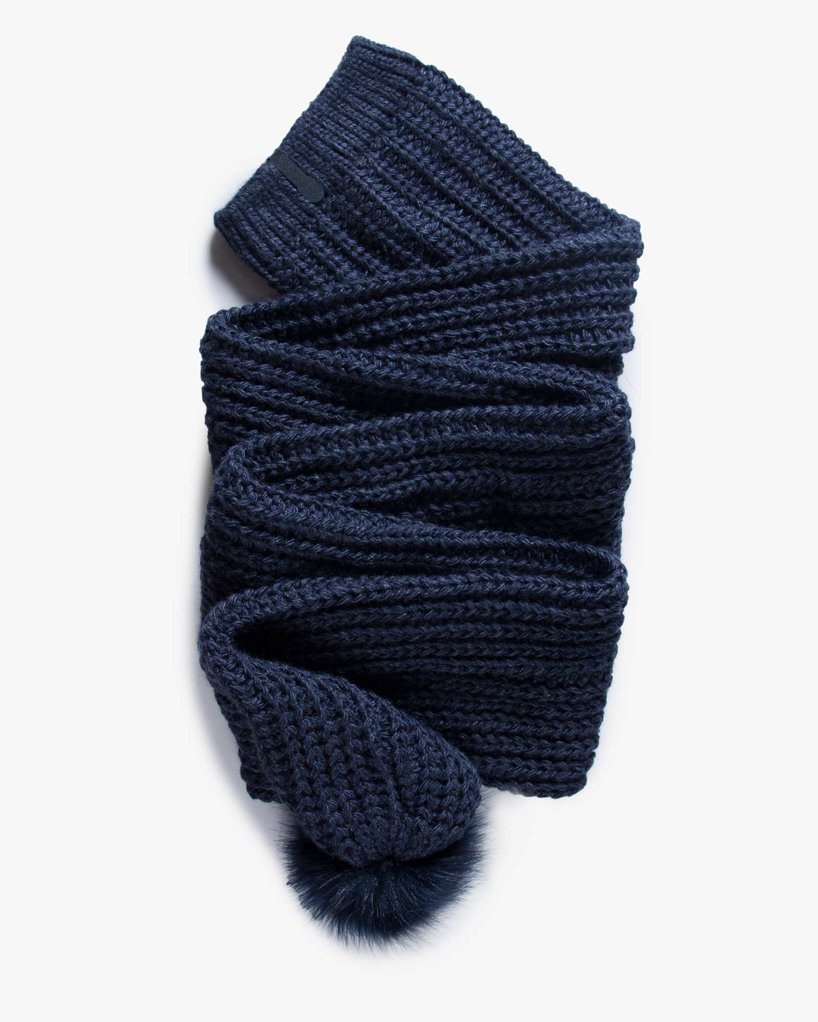 کلاه بافتنی شال دار - سرمه ای - بالا